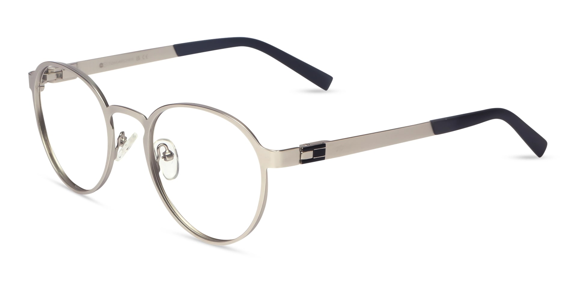 Matte Silver & Black Round Glasses