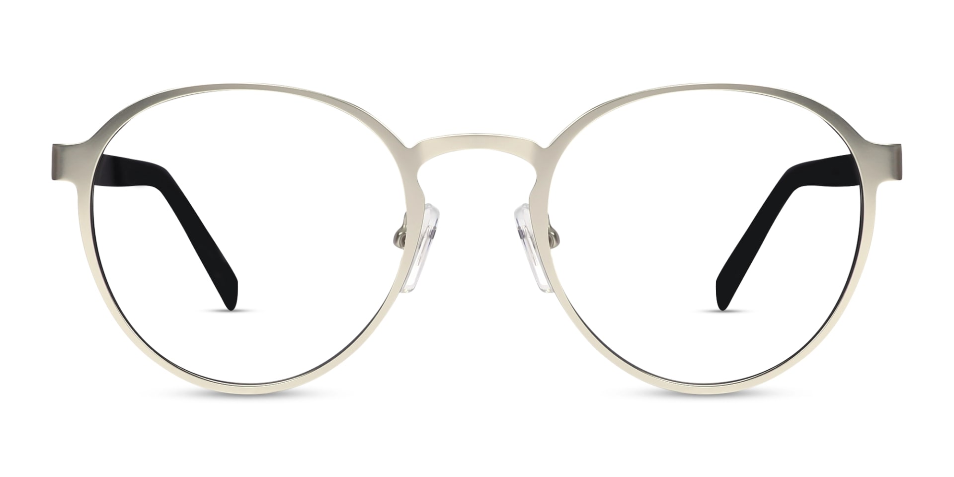 Matte Silver & Black Round Glasses