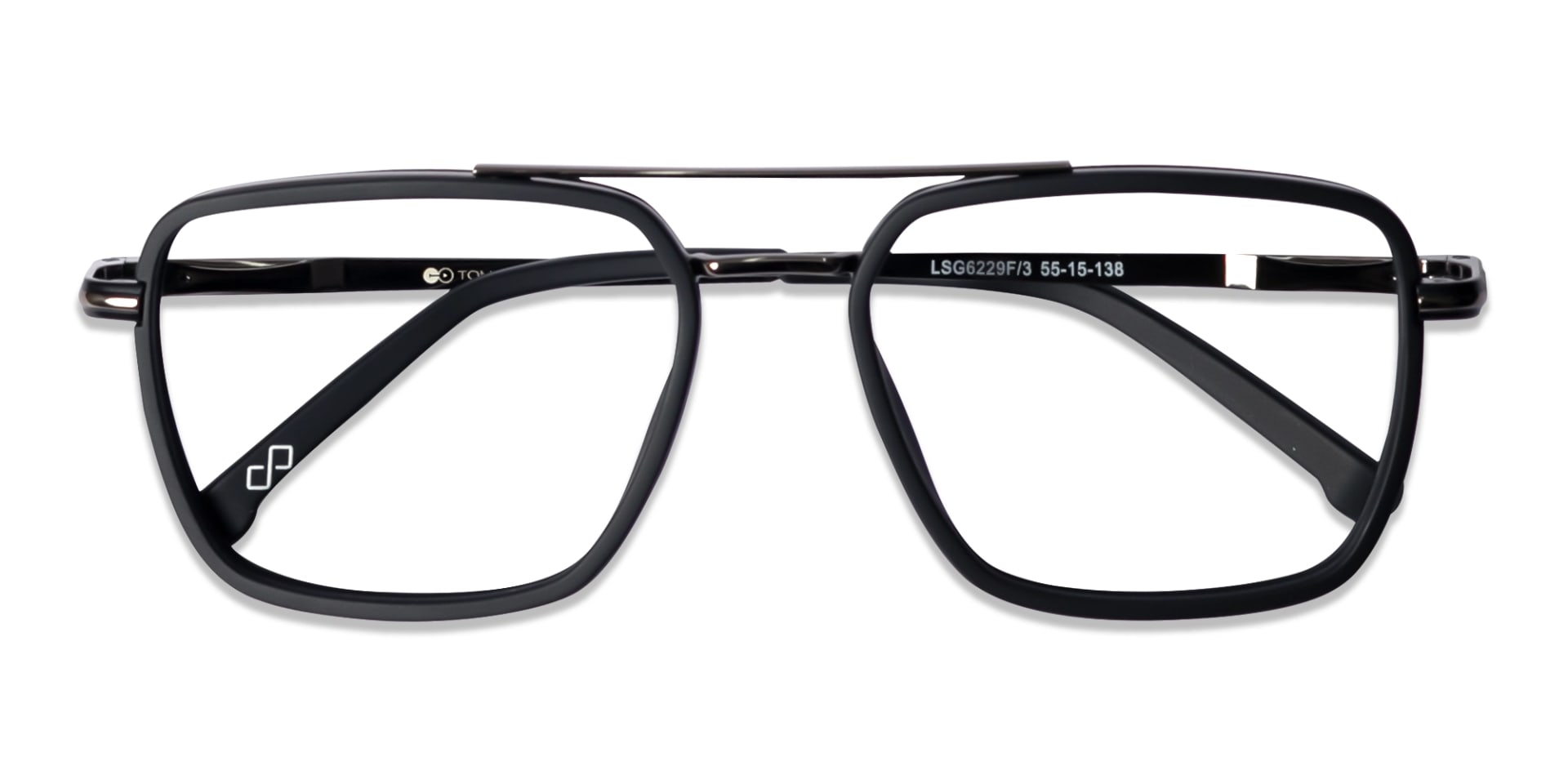 Matte Black & Gunmetal Square Pilot Glasses