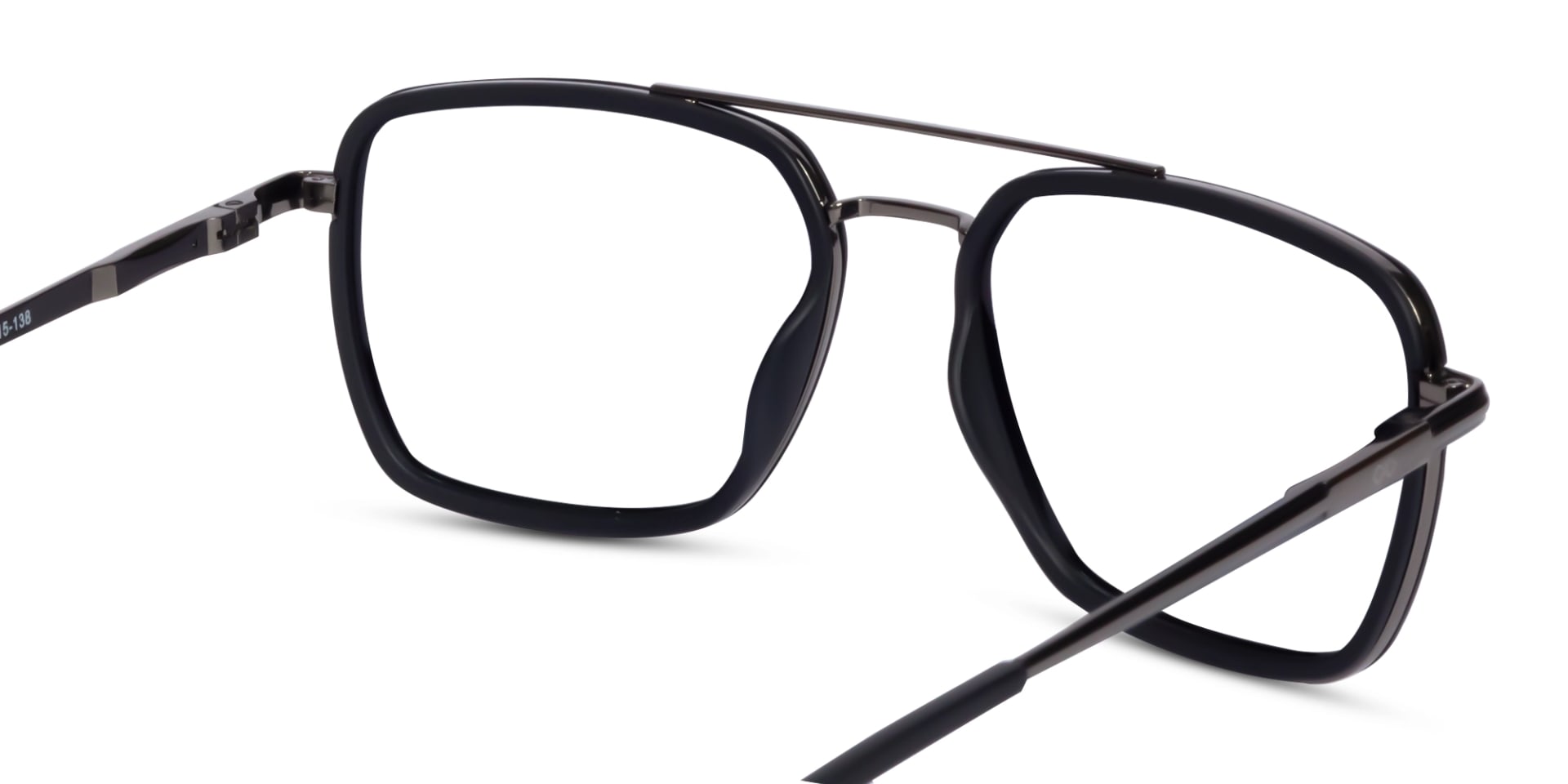 Matte Black & Gunmetal Square Pilot Glasses