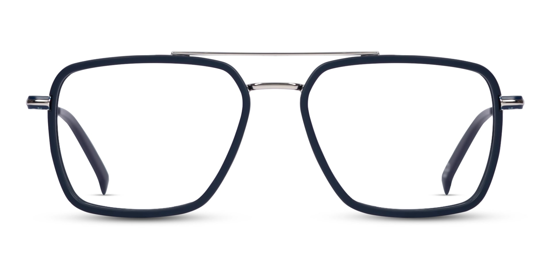 Matte Blue & Silver Square Pilot Glasses