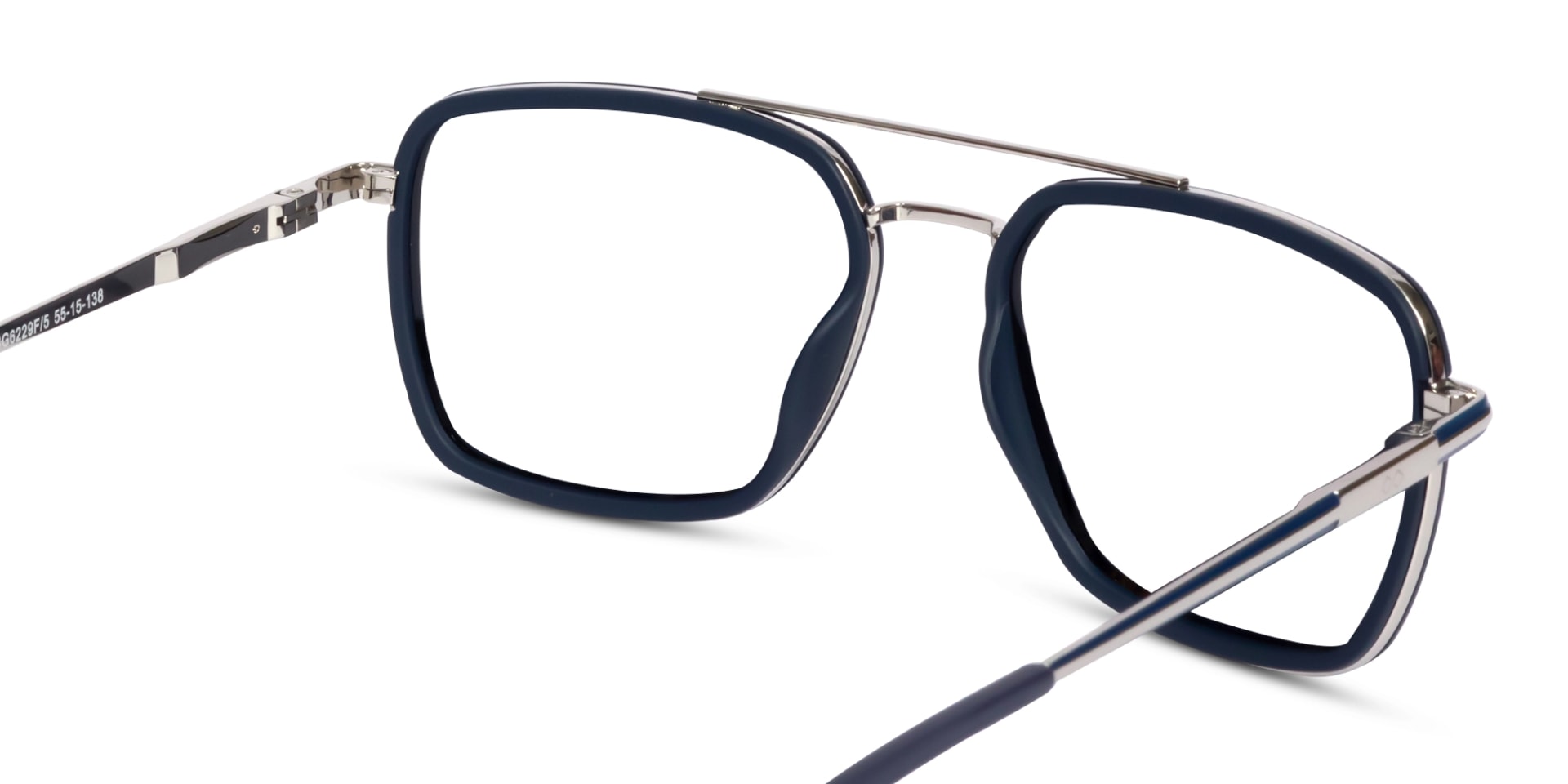 Matte Blue & Silver Square Pilot Glasses