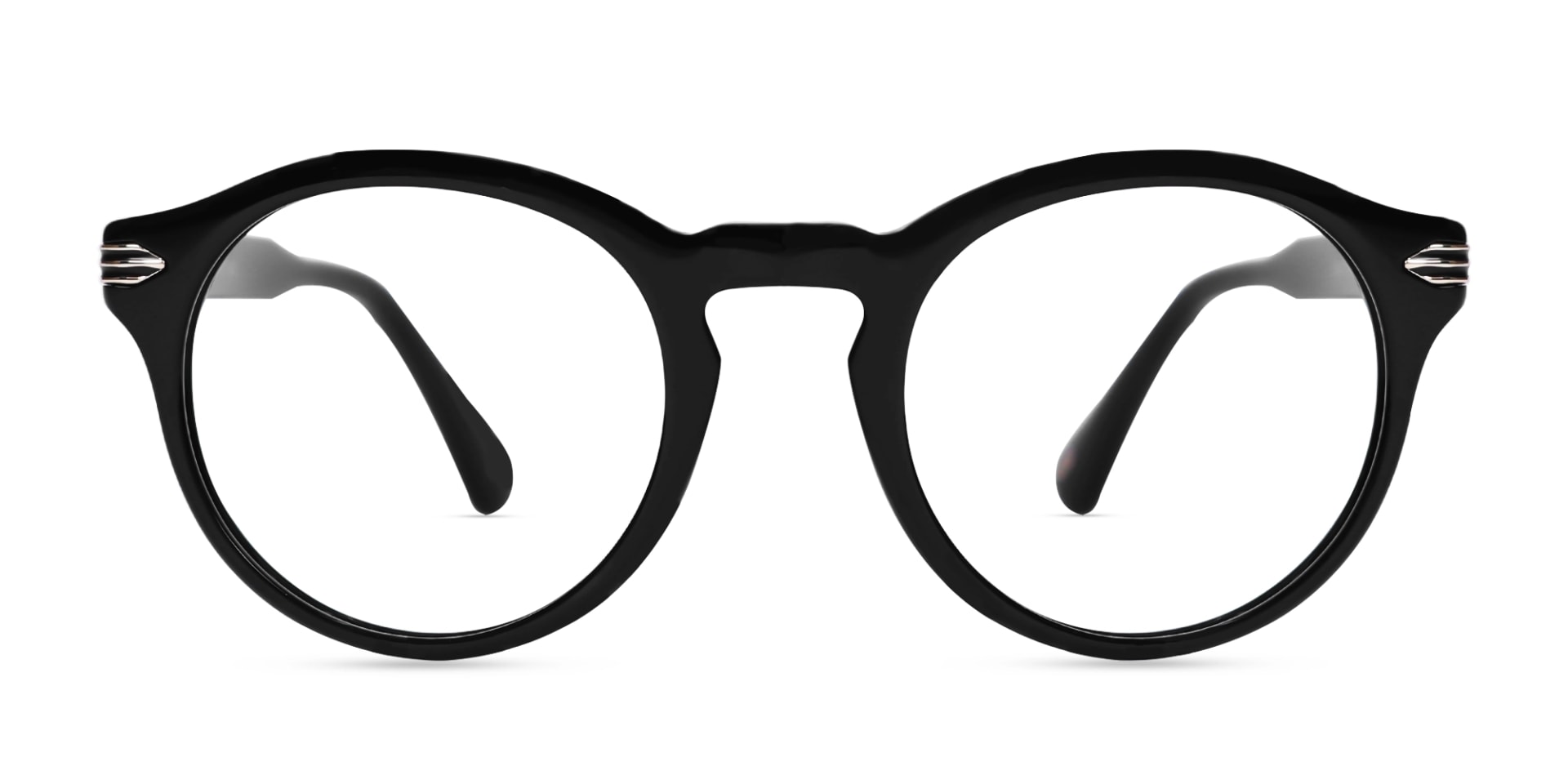 Black Keyhole Bridge Round Glasses-1