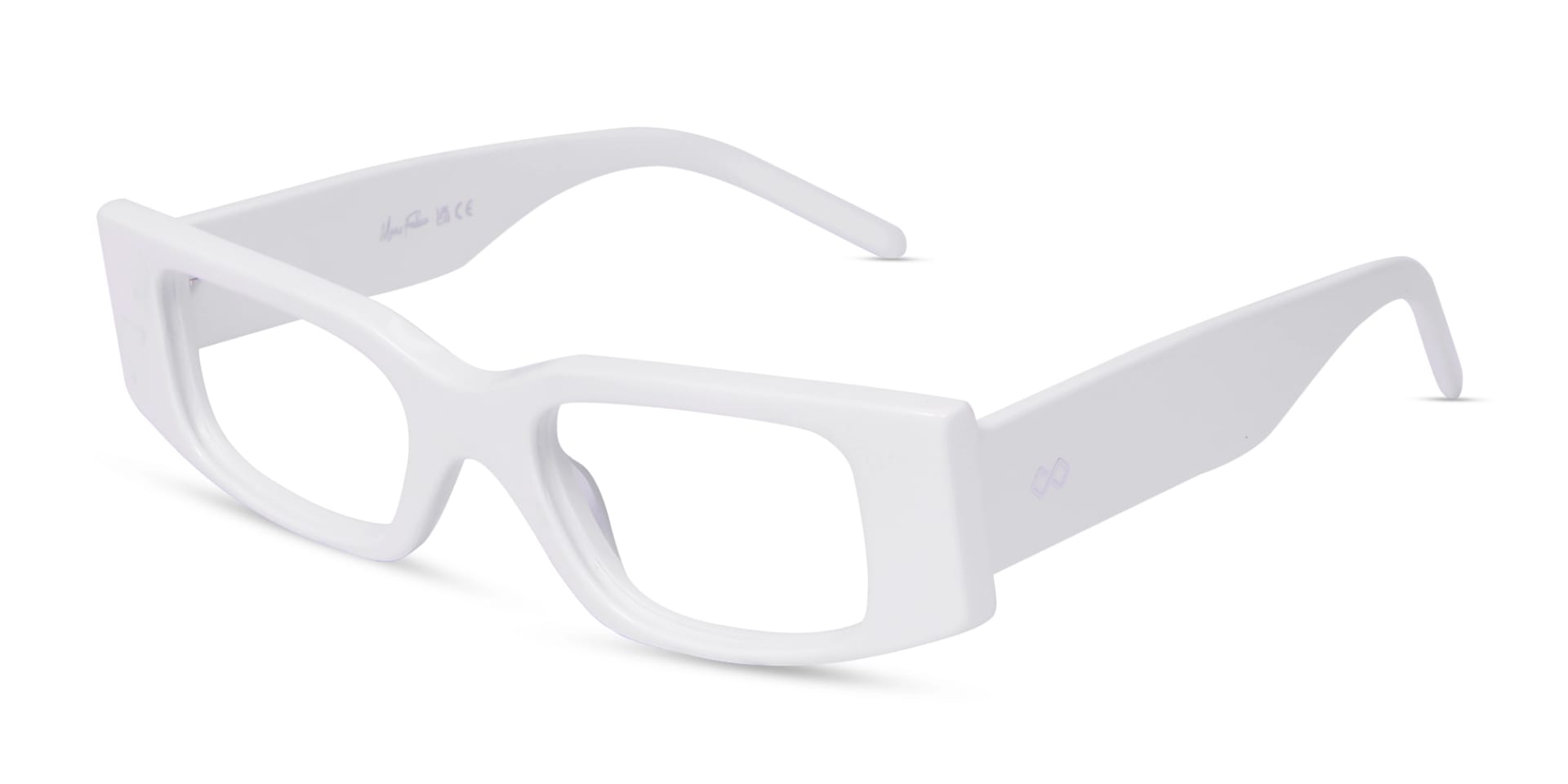 White Acetate Rectangle Full-Rim Glasses-3