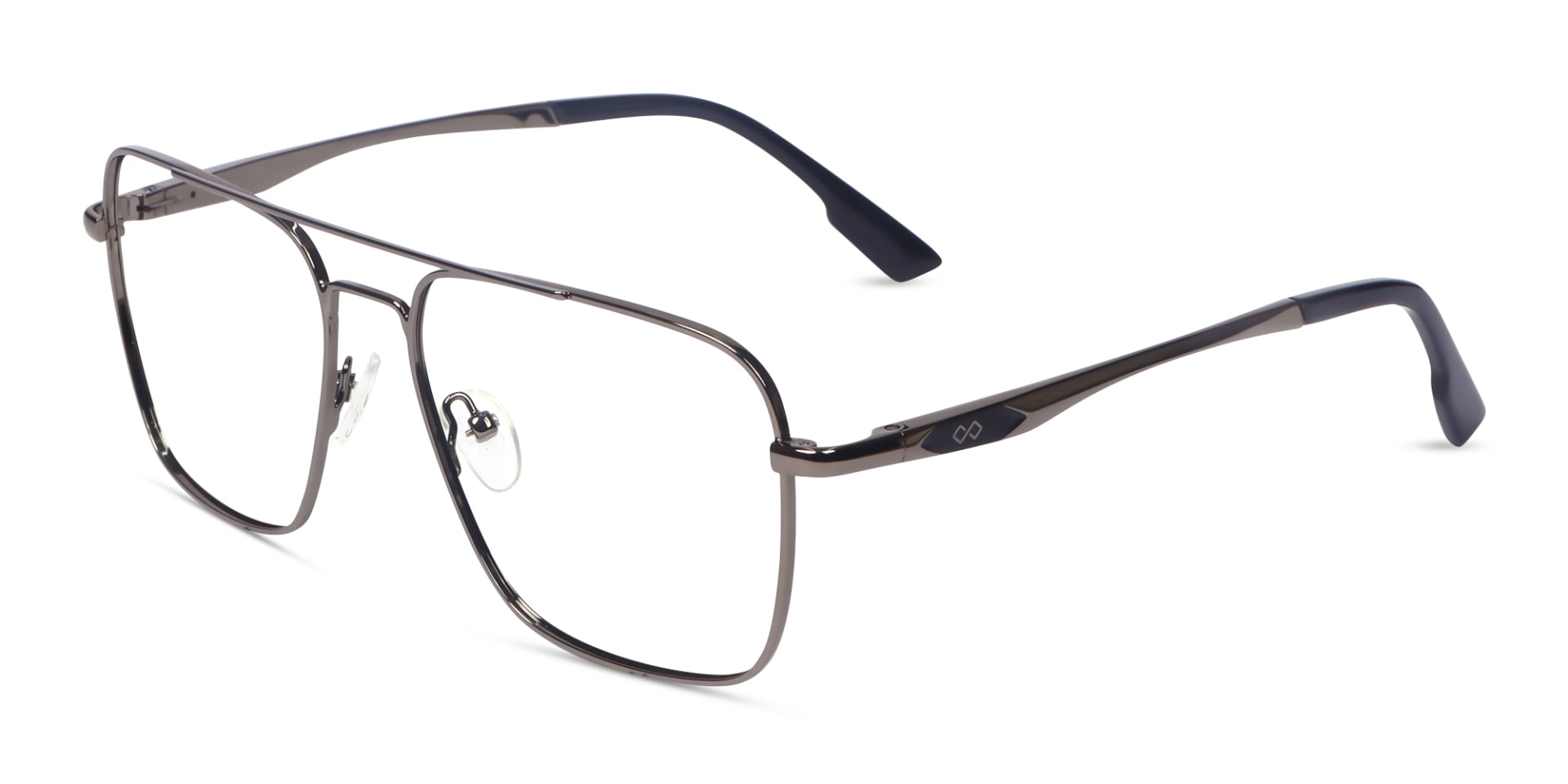 Gunmetal Square Pilot Full-Rim Glasses