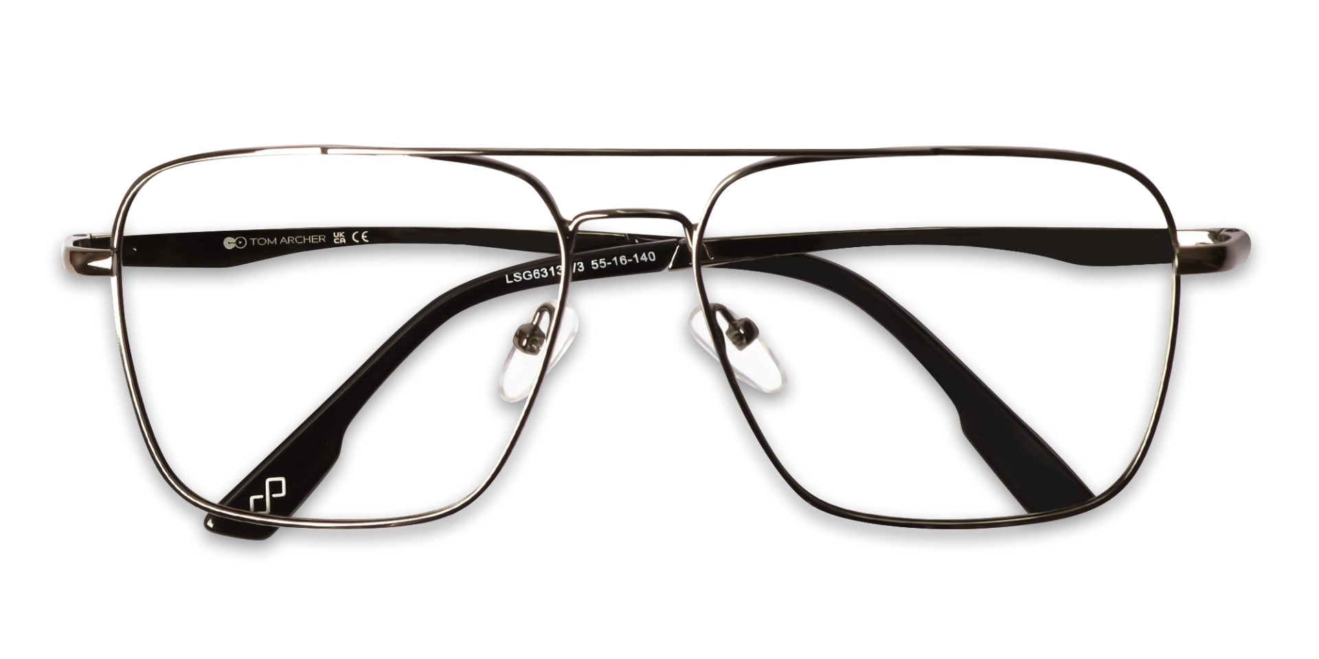 Gunmetal Square Pilot Full-Rim Glasses