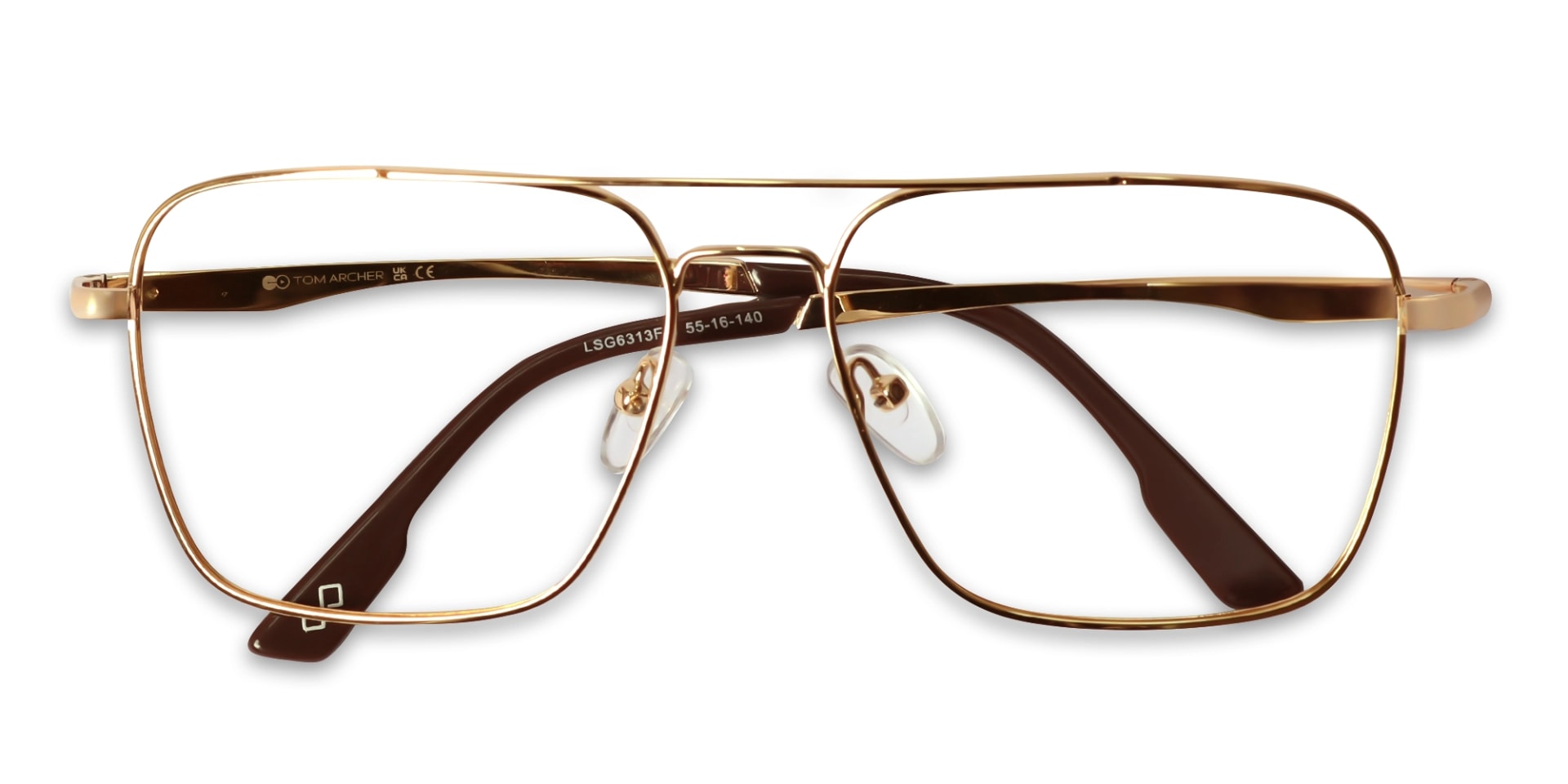 Metal Gold Square Pilot Glasses
