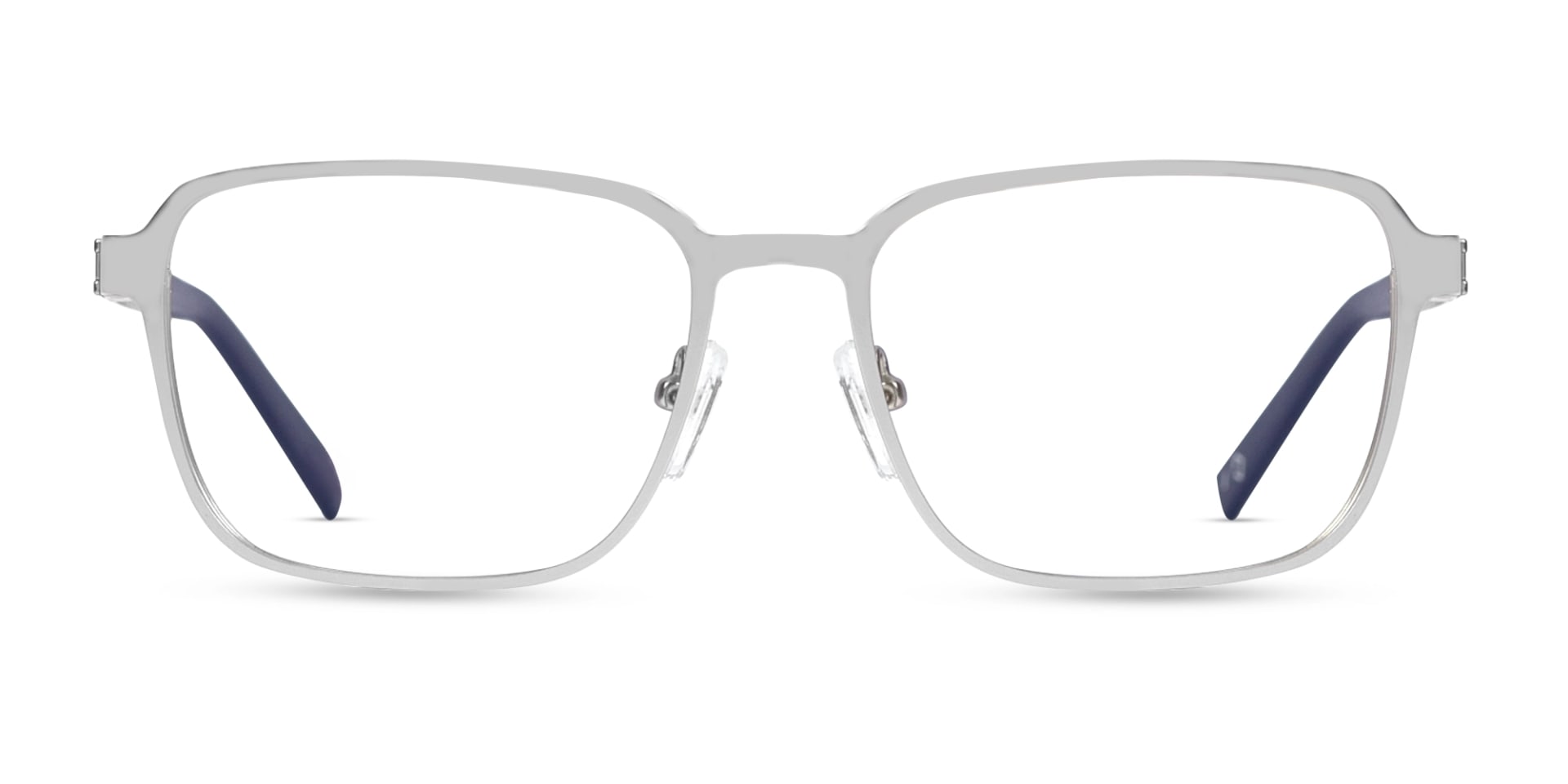 Matte Silver & Blue Square Rectangle Glasses-1