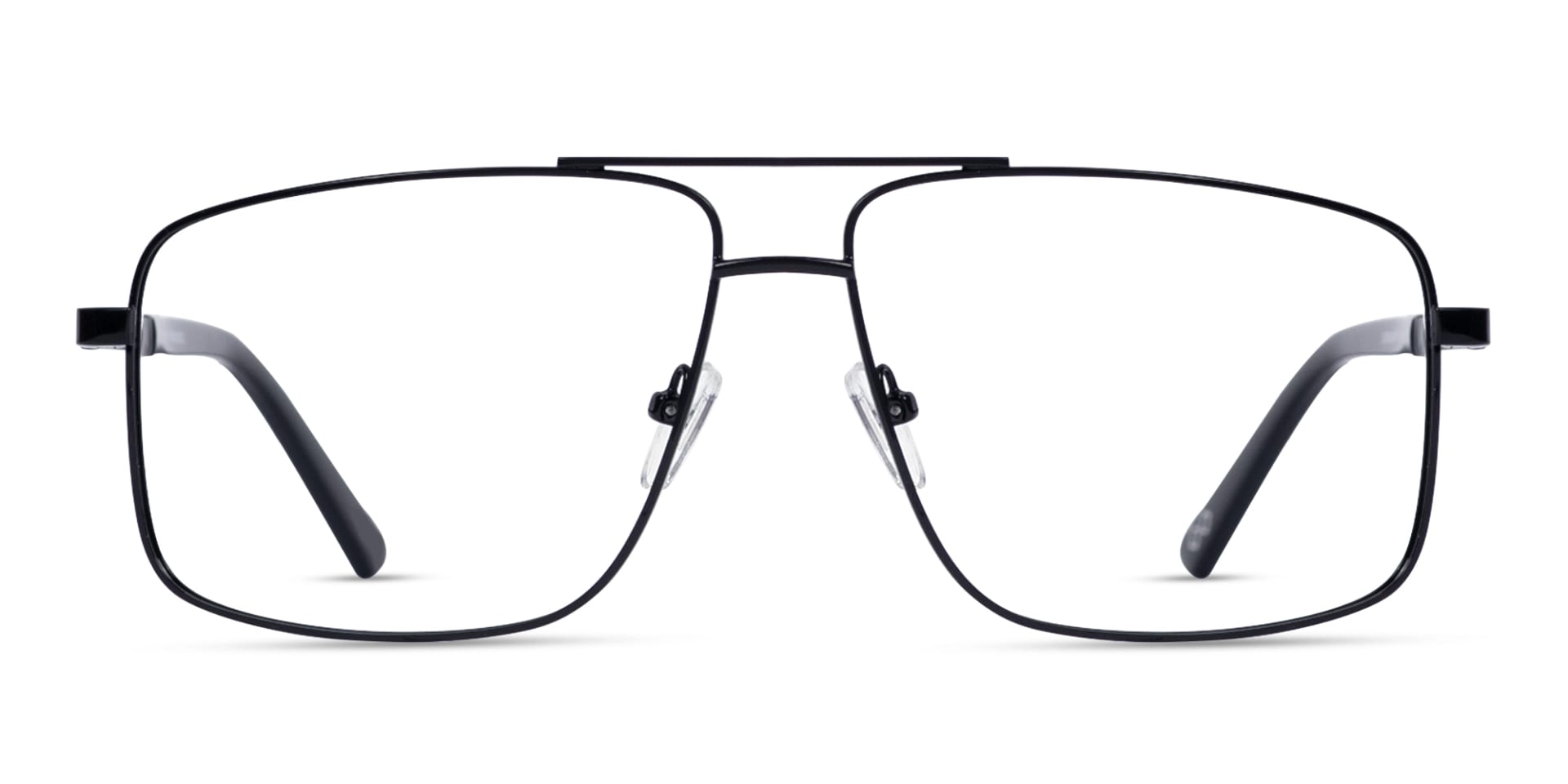Metal Black Square Pilot Full-Rim Glasses