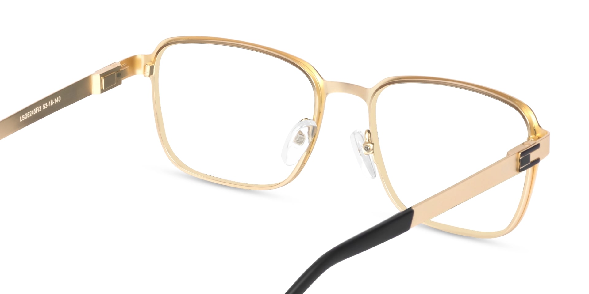 Gold & Black Square Rectangle Glasses-5