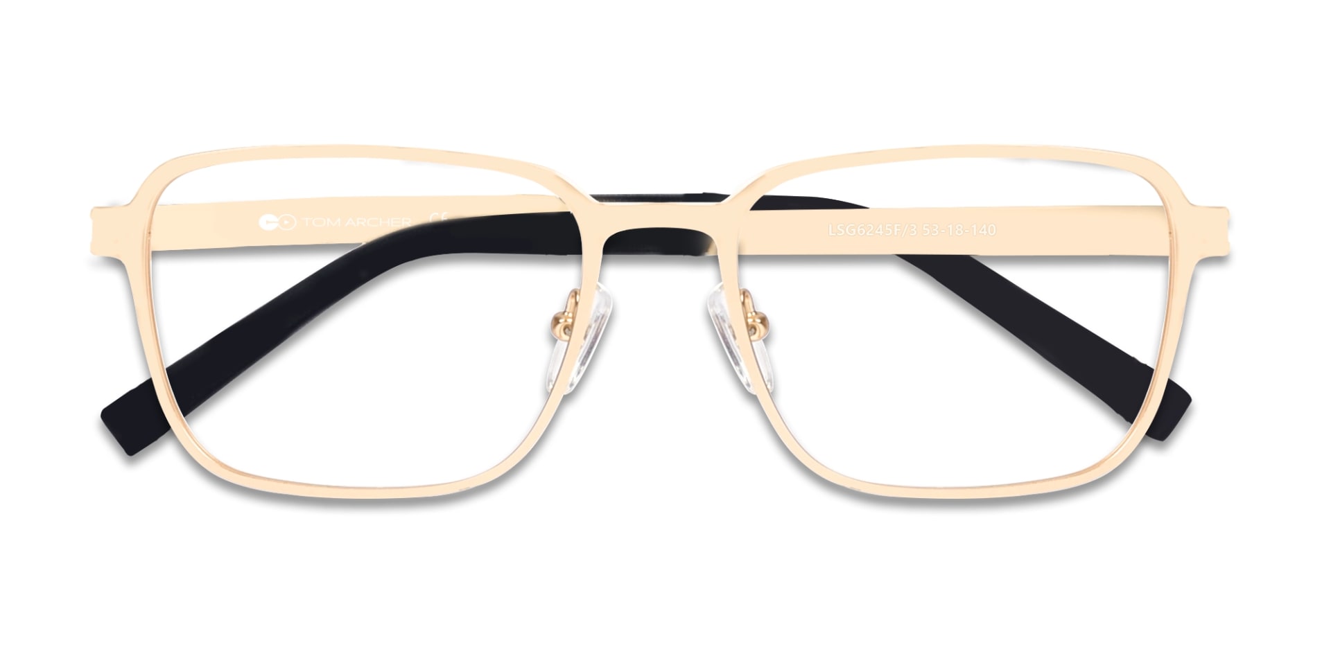Gold & Black Square Rectangle Glasses-6