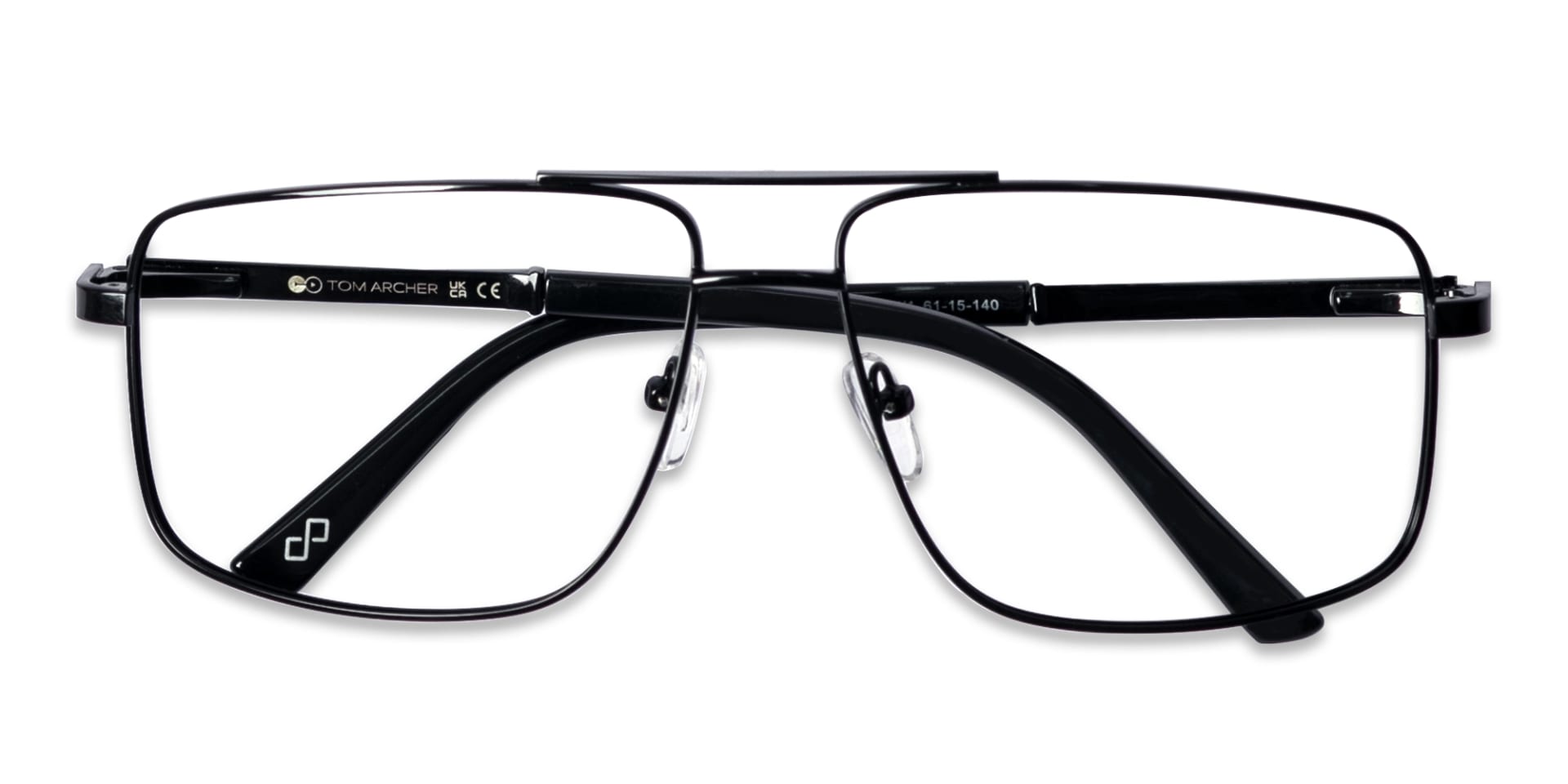 Metal Black Square Pilot Full-Rim Glasses
