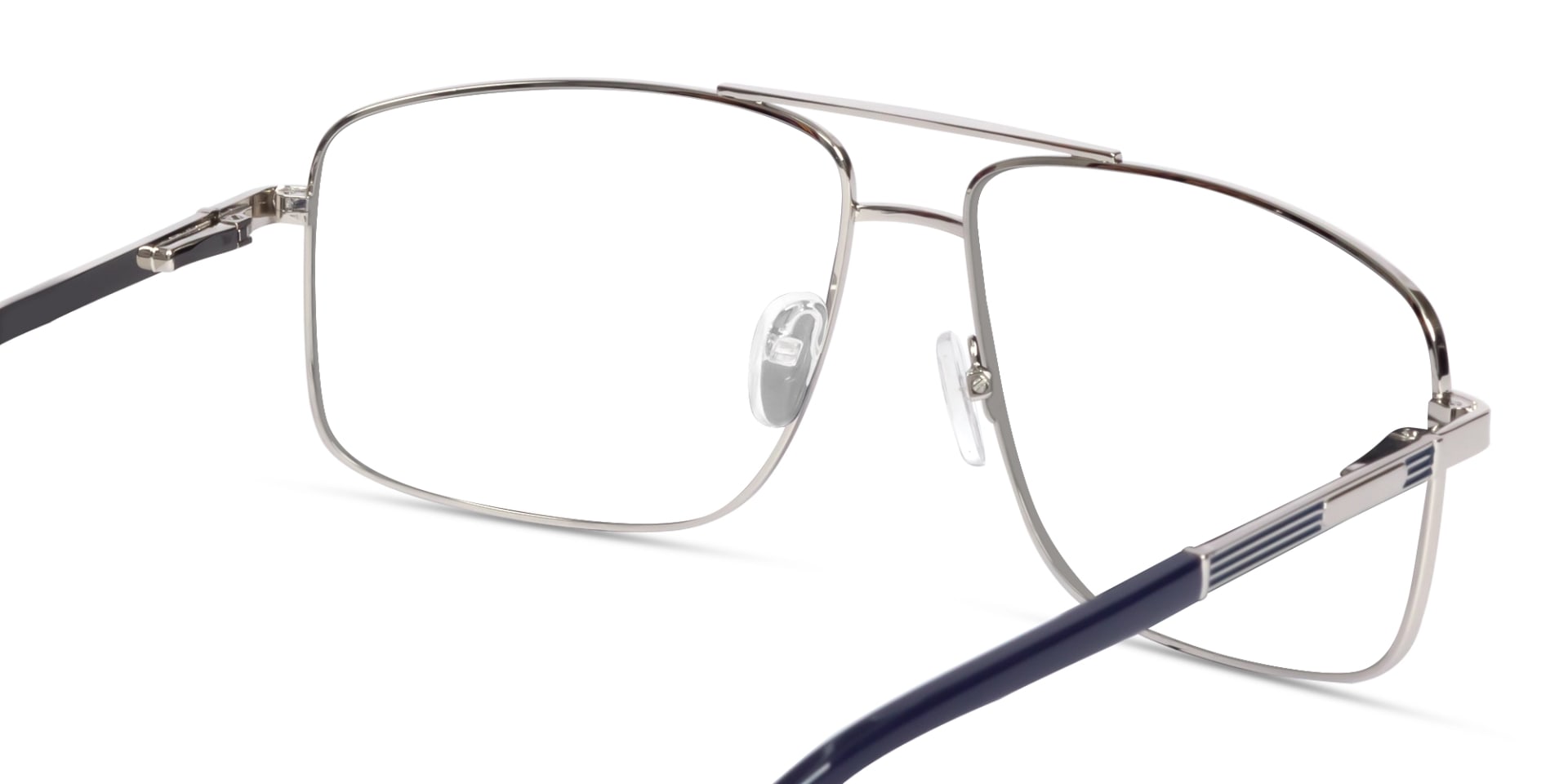 Metal Silver Pilot Full-Rim Glasses