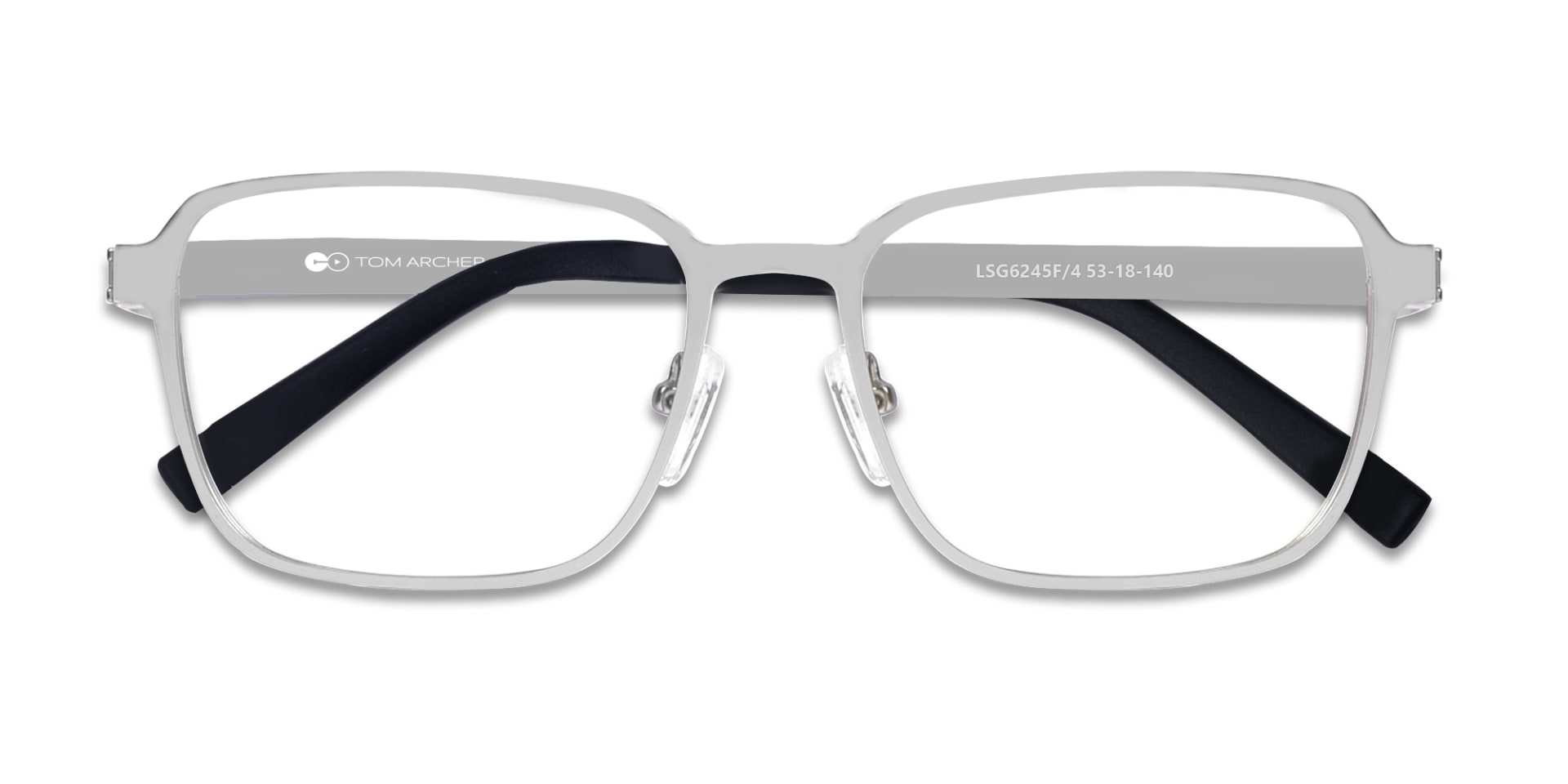 Matte Silver & Black Square Rectangle Glasses-6