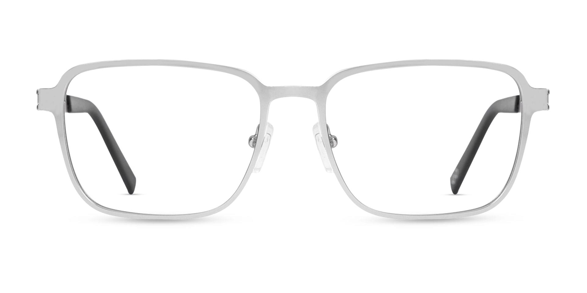 Matte Silver & Black Square Rectangle Glasses-1