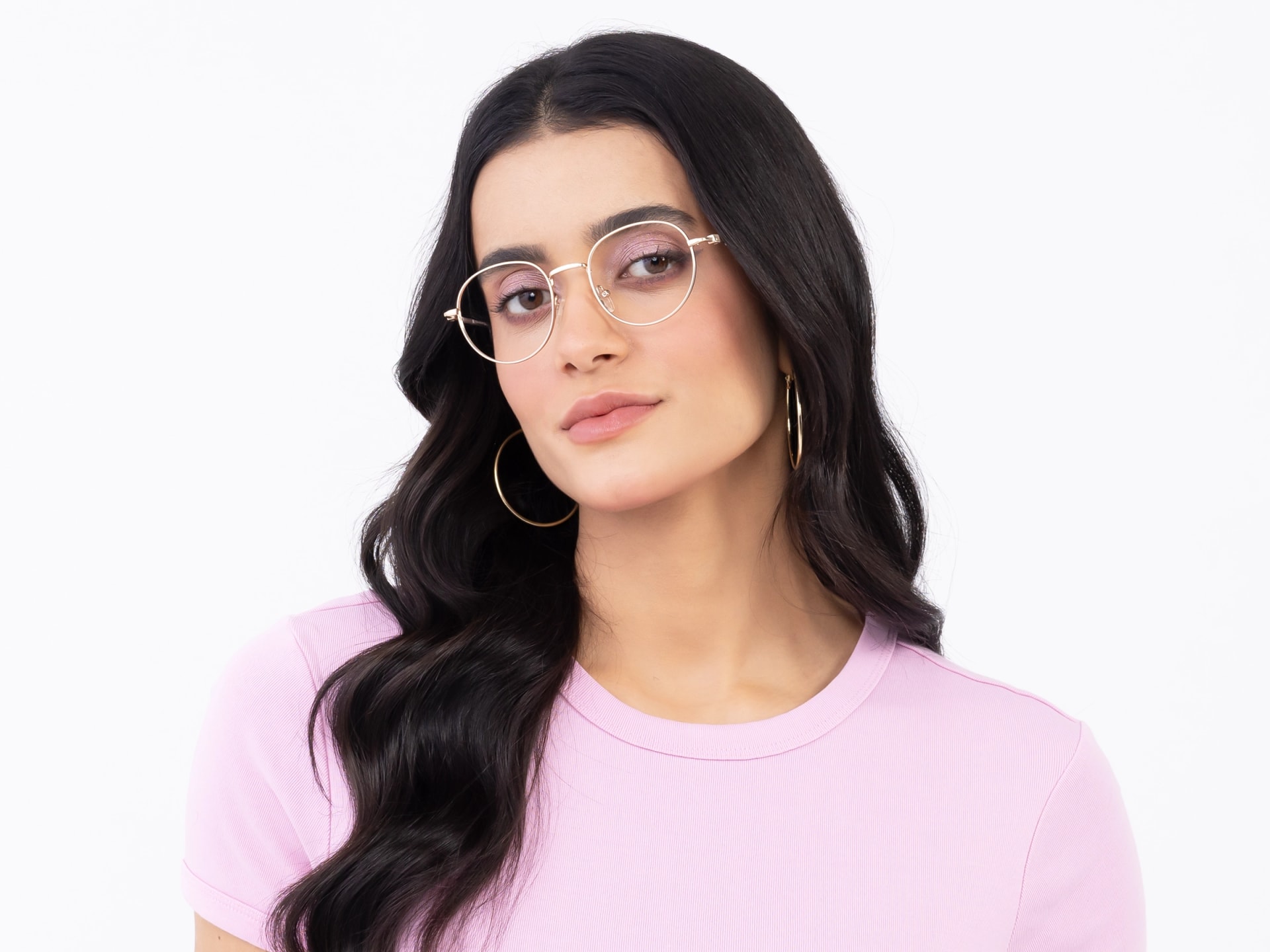 Metal Champagne Gold Oval Glasses-13