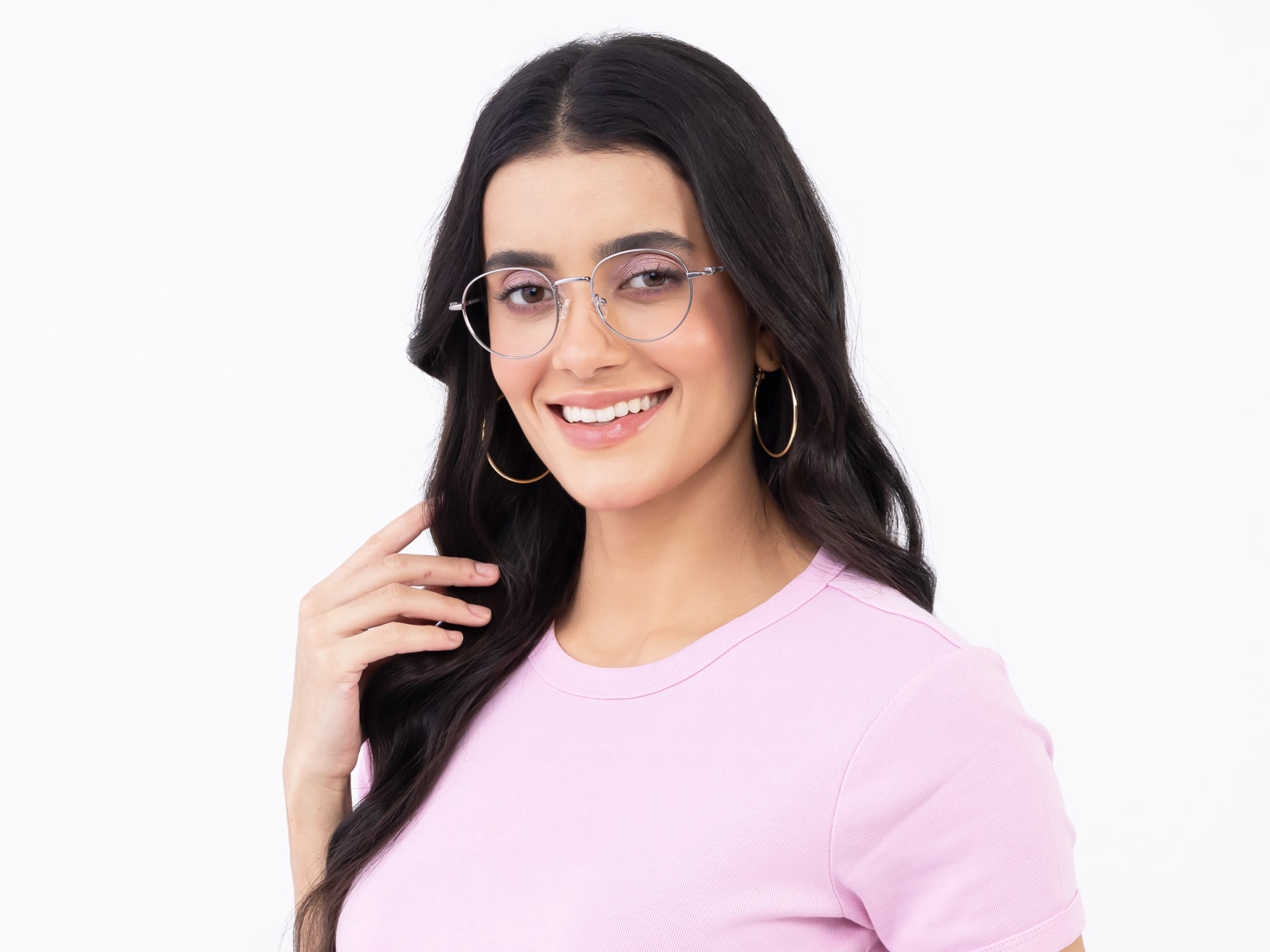 Platinum Grey Oval Metal Glasses-11