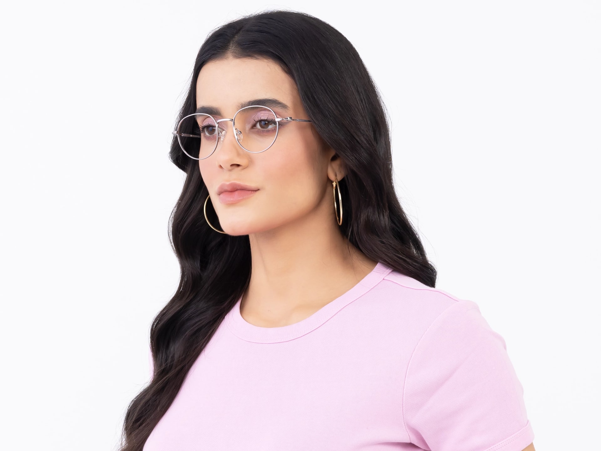 Platinum Grey Oval Metal Glasses-12