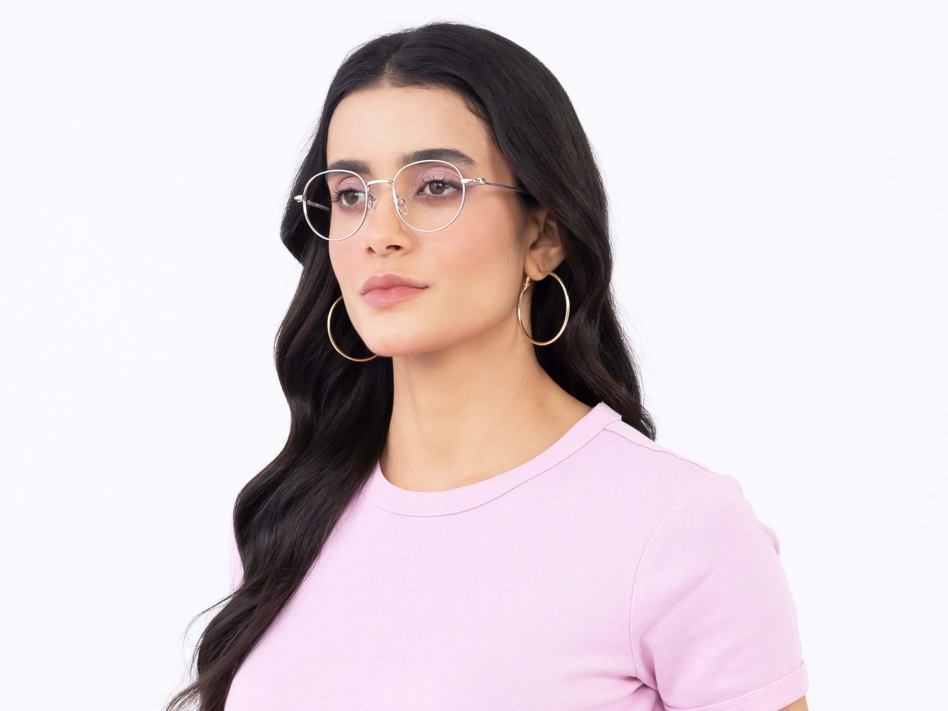 Silver Oval Titanium Metal Full-Rim Glasses-13