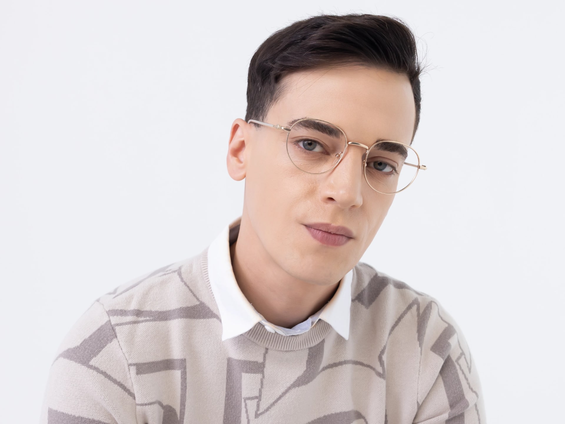 Metal Champagne Gold Oval Glasses-1