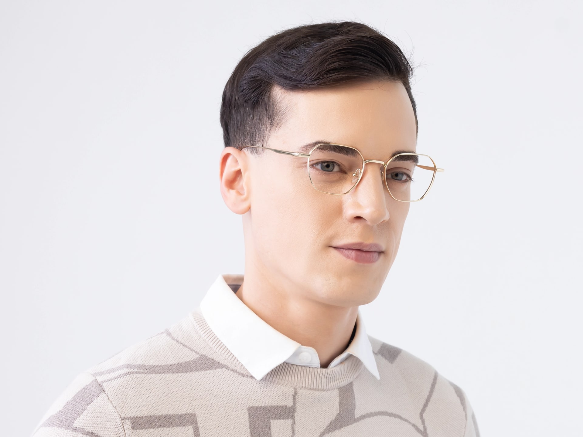 Gold Geometric Titanium Metal Glasses-3