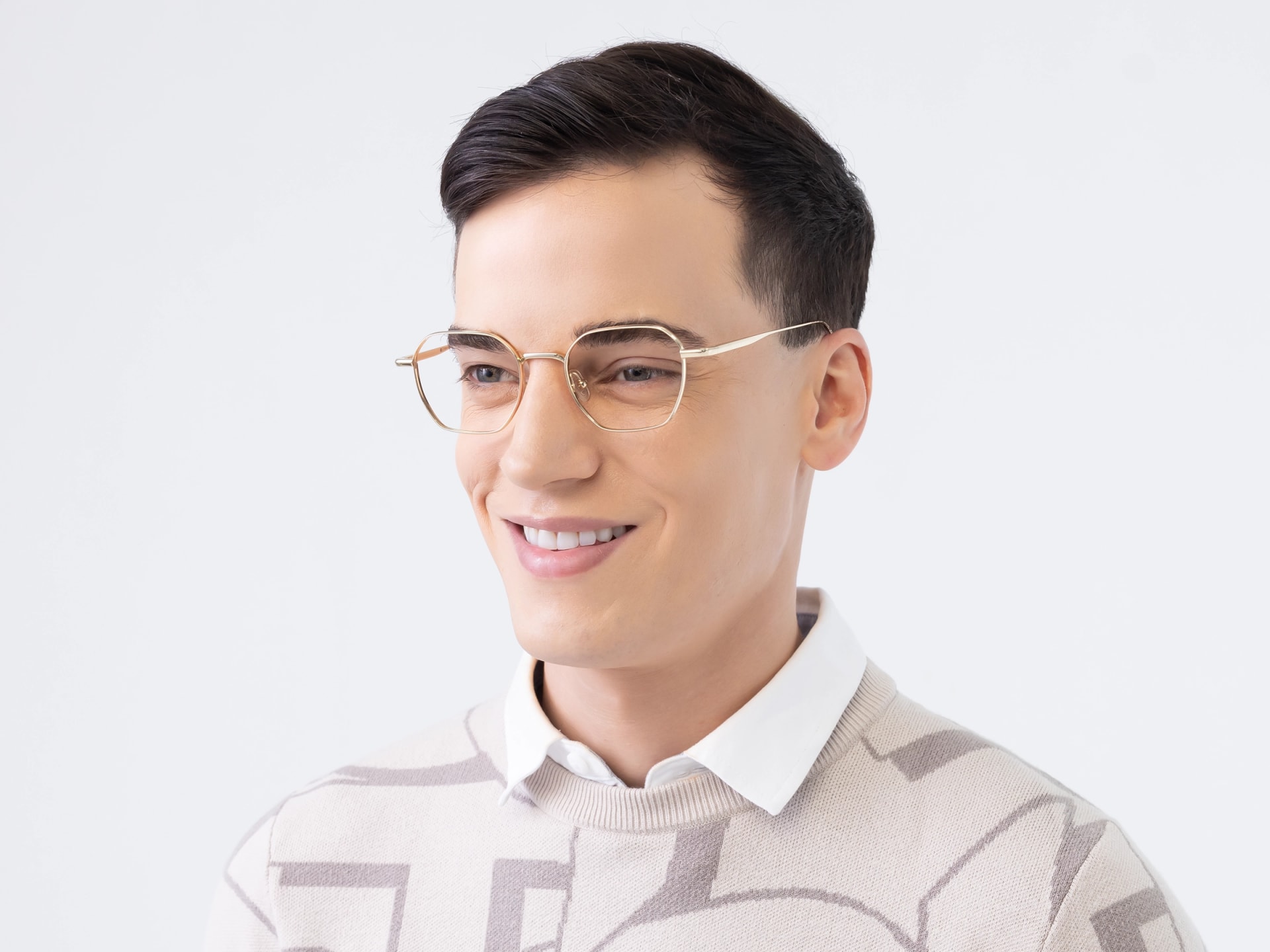 Gold Geometric Titanium Metal Glasses-2