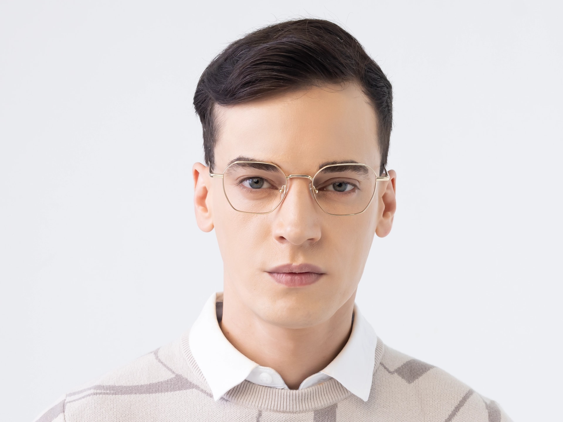 Gold Geometric Titanium Metal Glasses-1