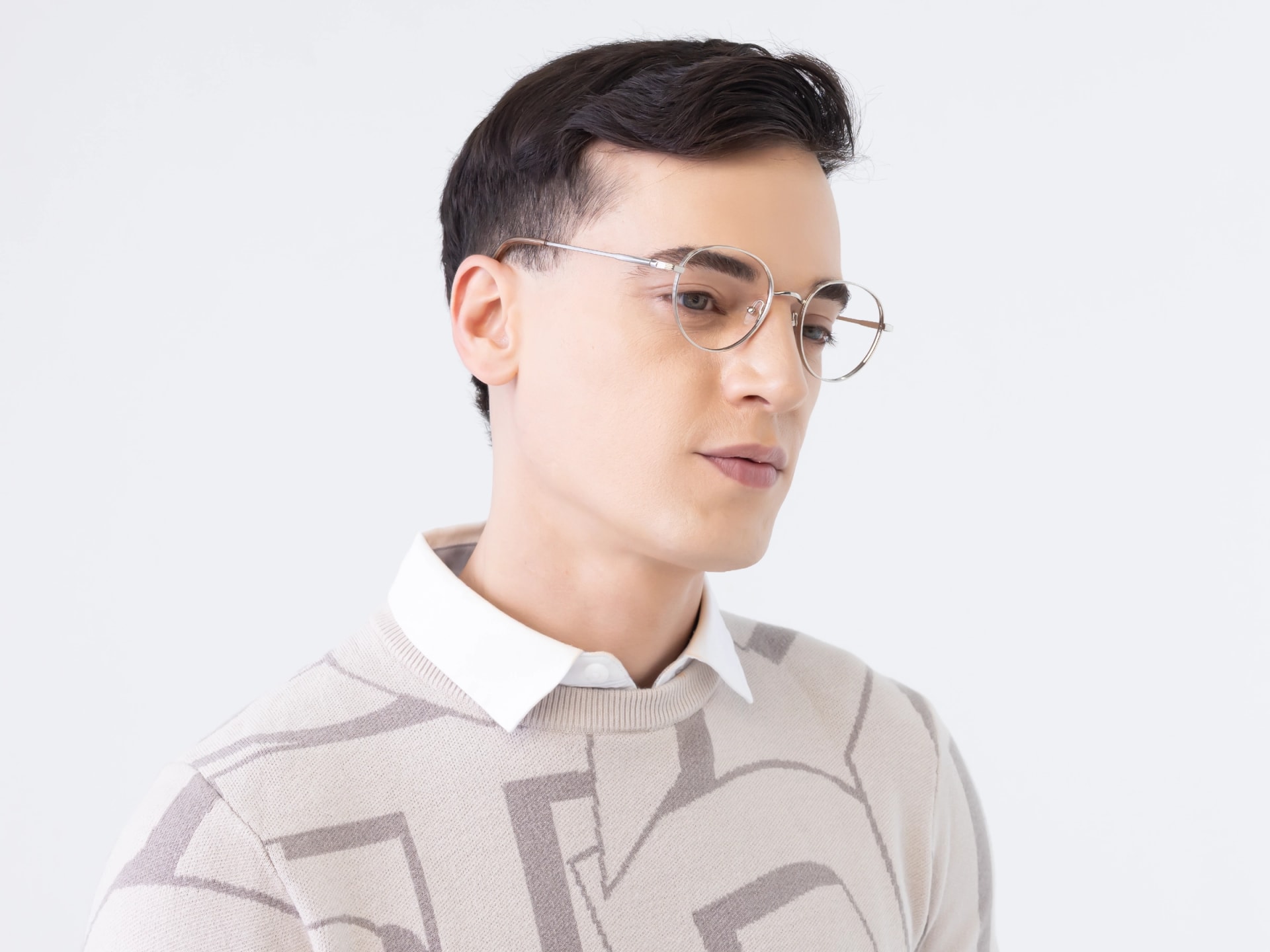 Silver Round Titanium Metal Glasses