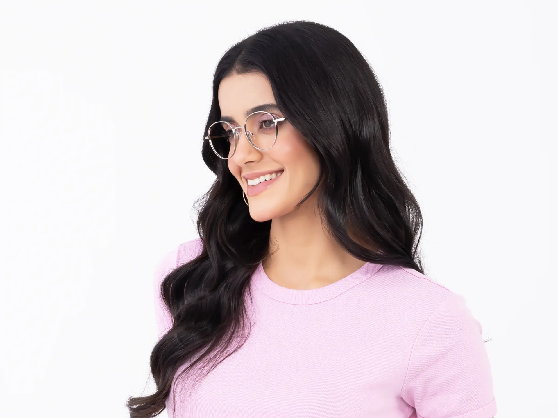 Silver Round Titanium Metal Glasses