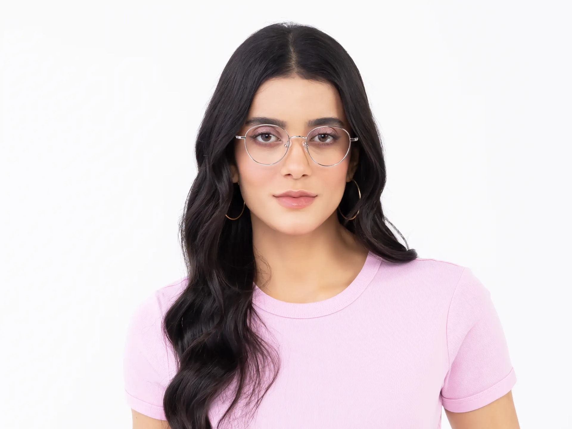 Silver Round Titanium Metal Glasses