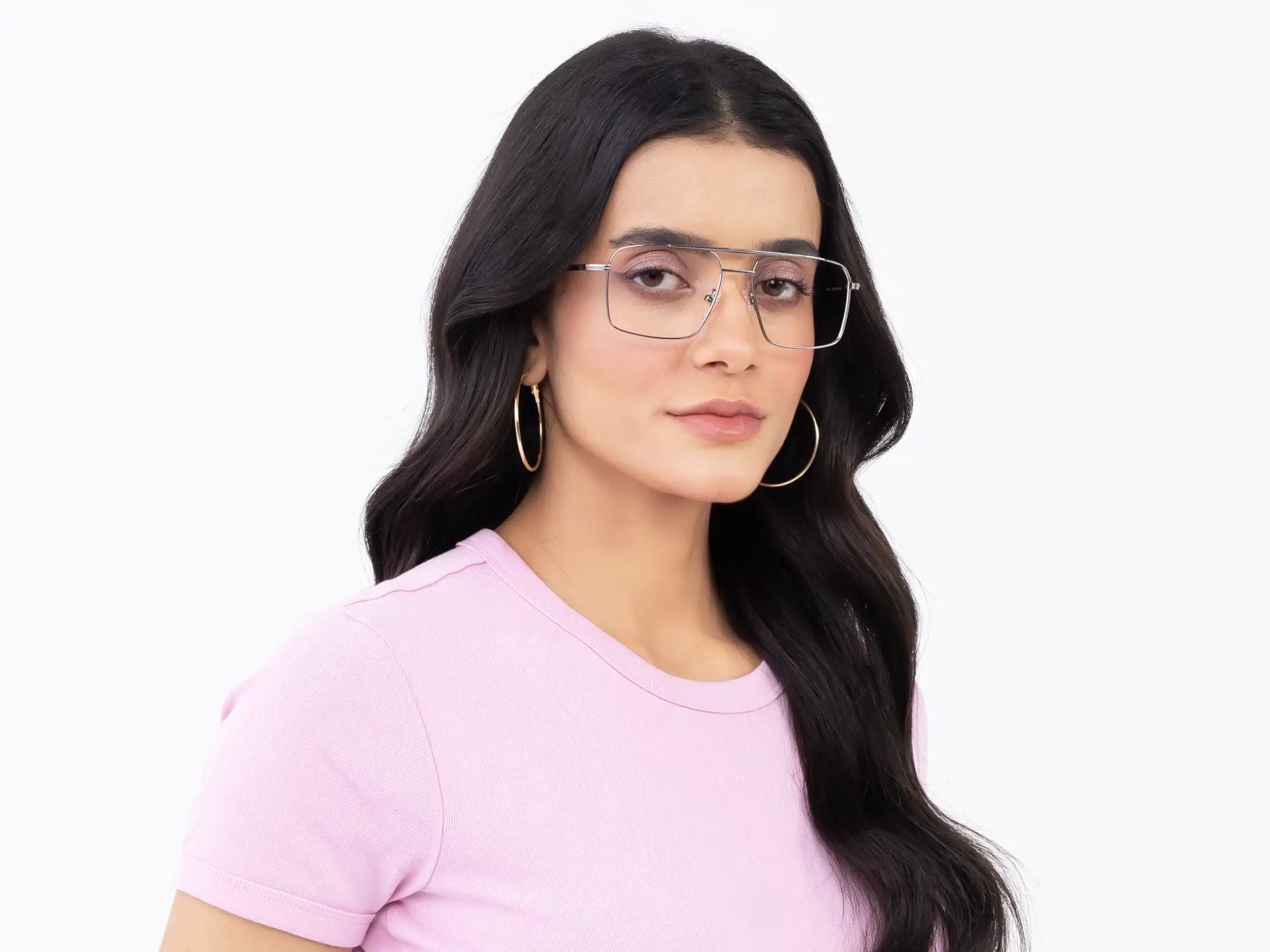 Platinum Grey Square Metal Glasses