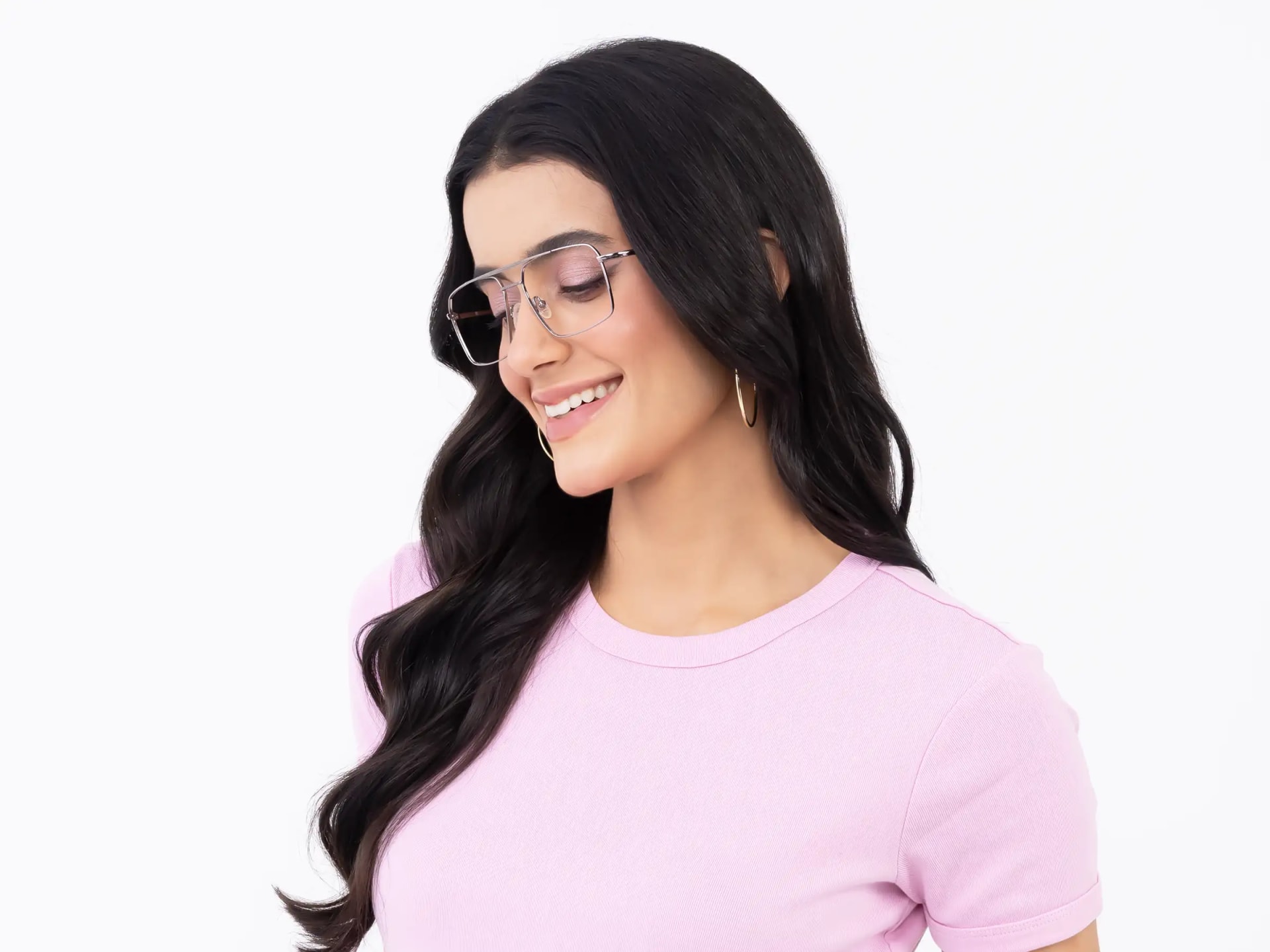 Platinum Grey Square Metal Glasses