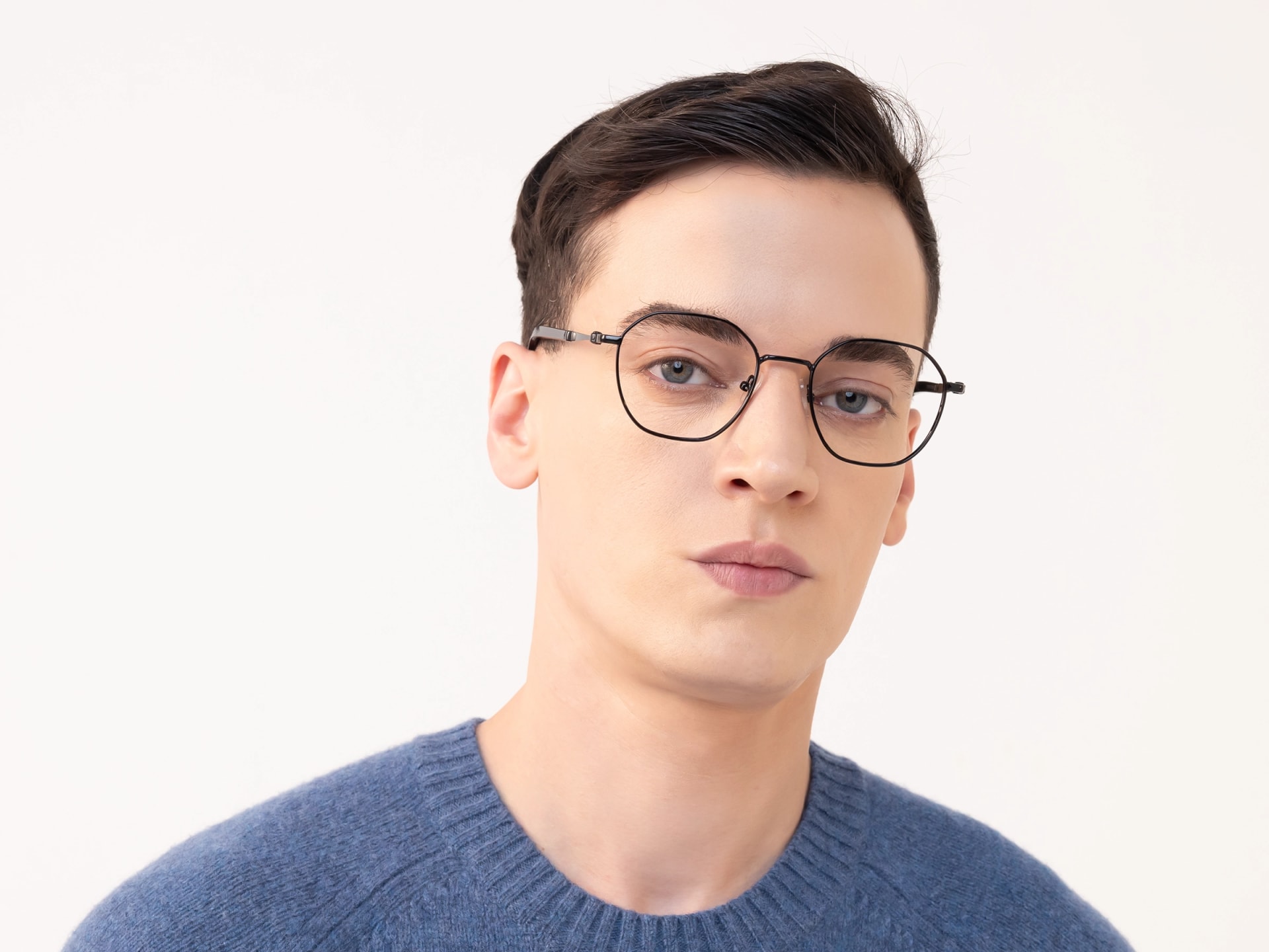 Stylish Black Geometric Titanium Eyeglasses