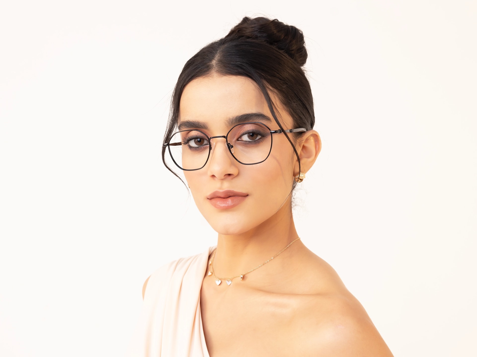 Stylish Black Geometric Titanium Eyeglasses