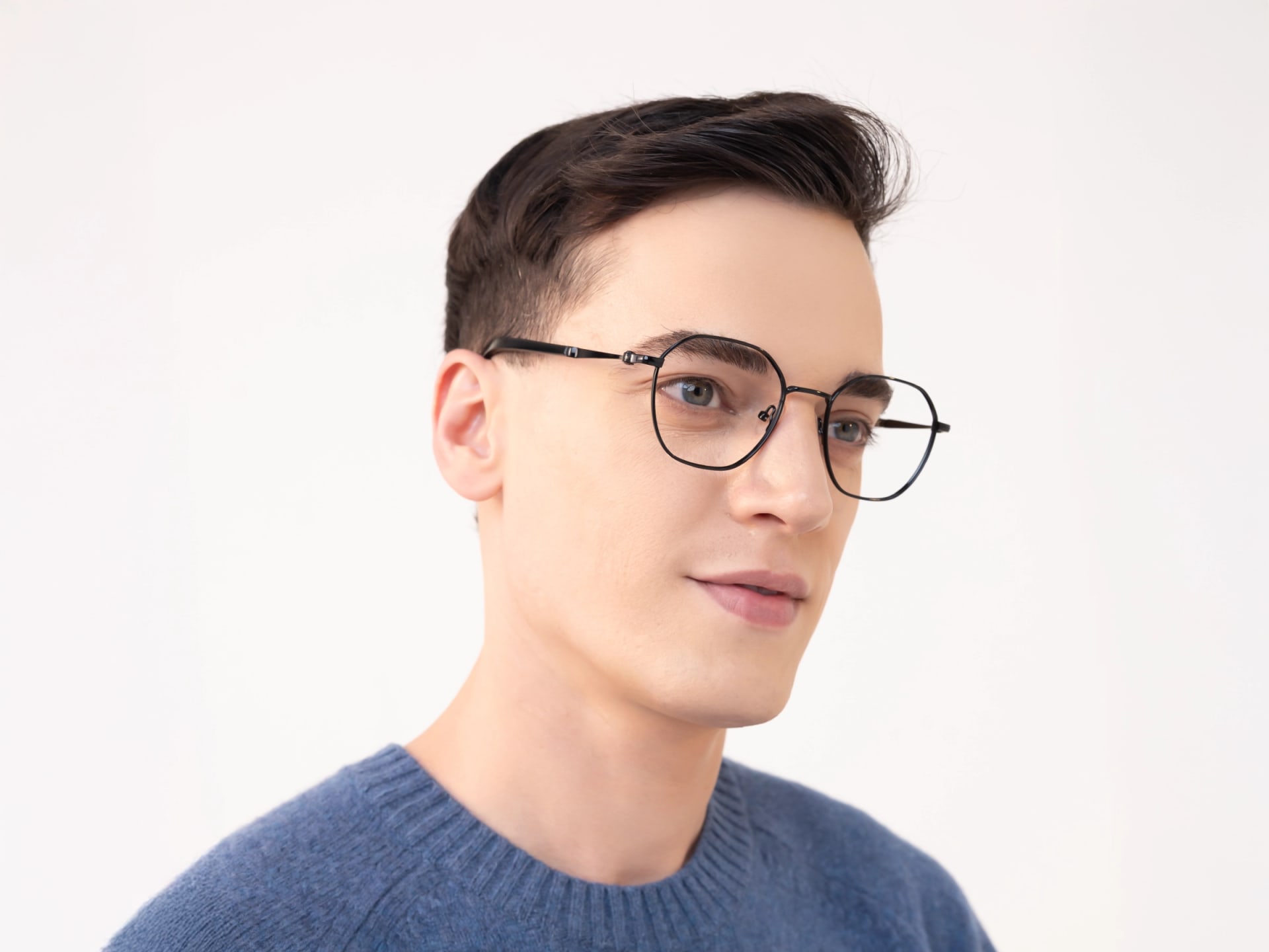 Stylish Black Geometric Titanium Eyeglasses