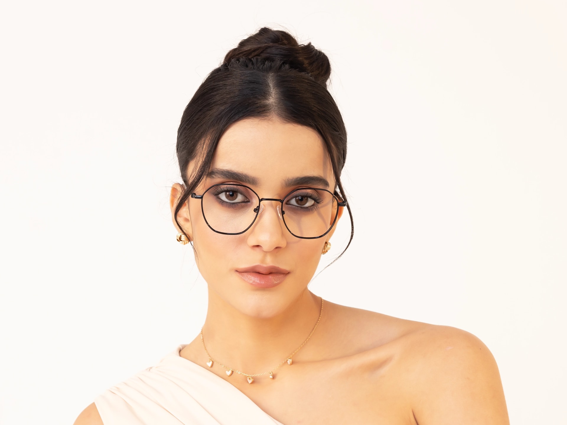 Stylish Black Geometric Titanium Eyeglasses