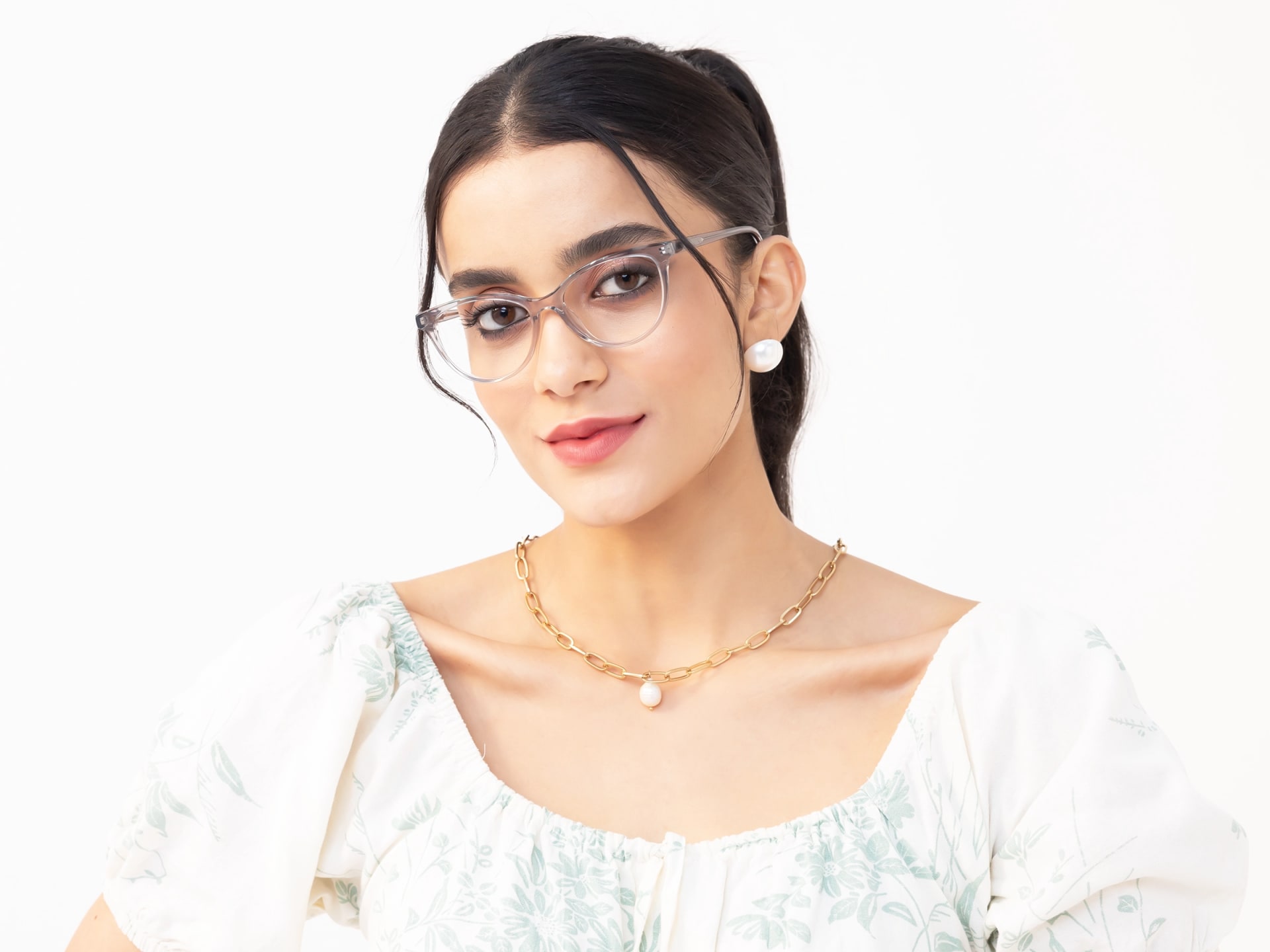 Crystal Grey Cat Eye Eyeglasses