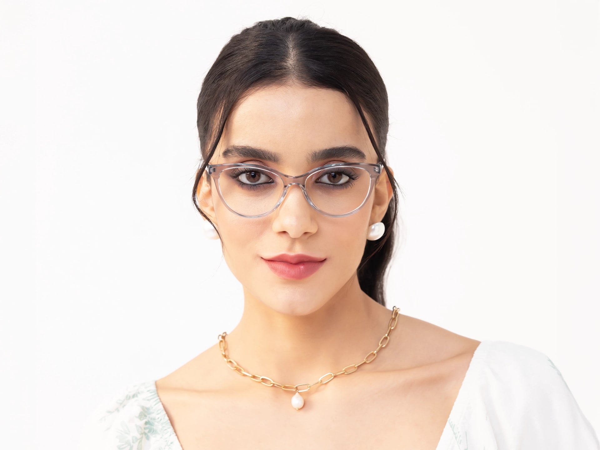 Crystal Grey Cat Eye Eyeglasses
