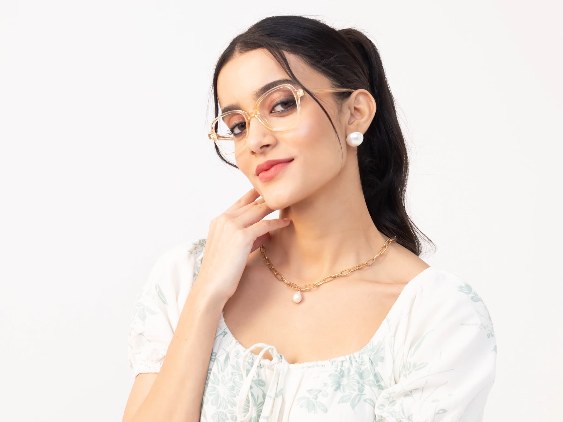 Crystal Champagne Acetate Butterfly Eyeglasses-12