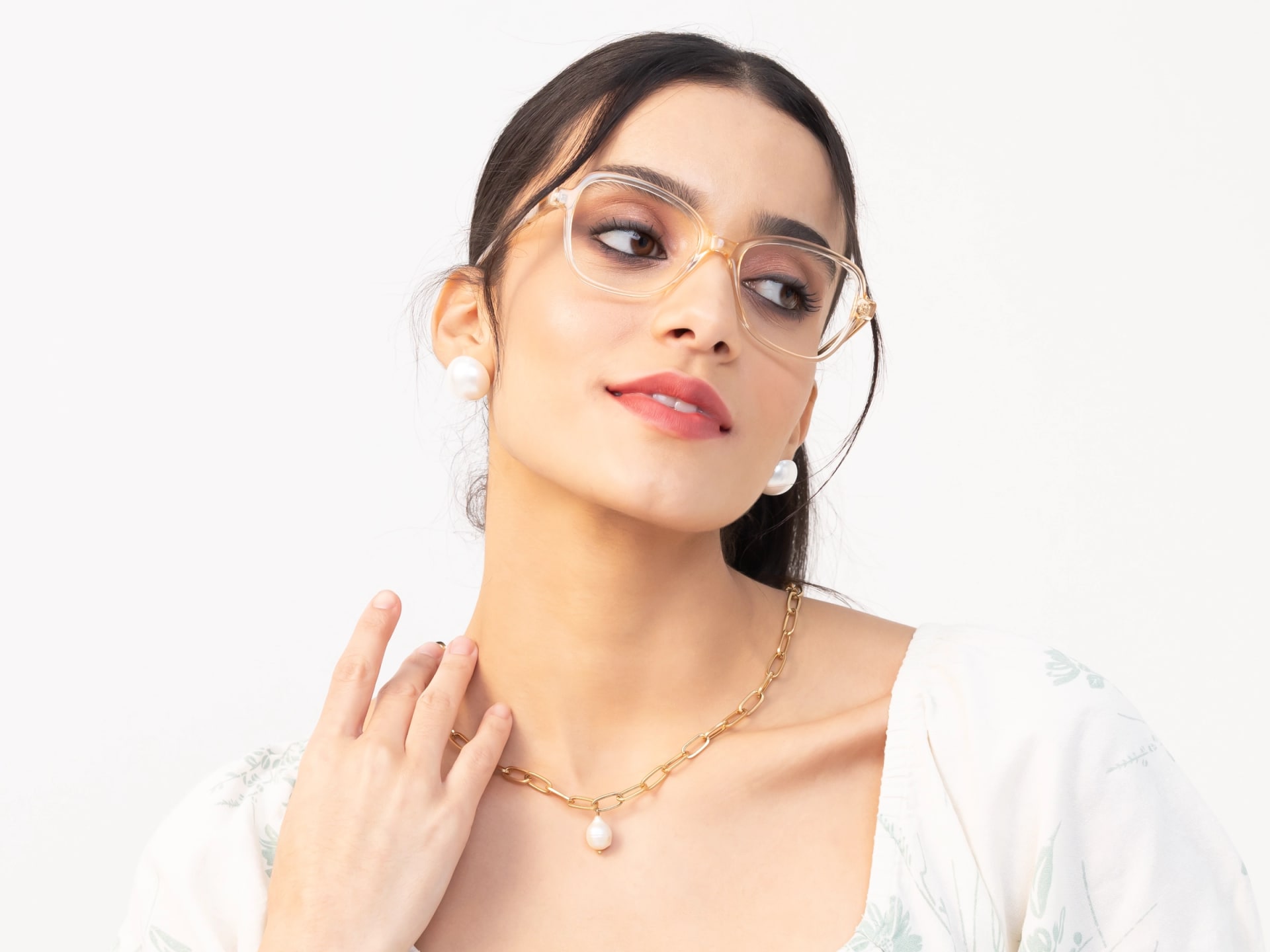 Crystal Champagne Acetate Butterfly Eyeglasses-13