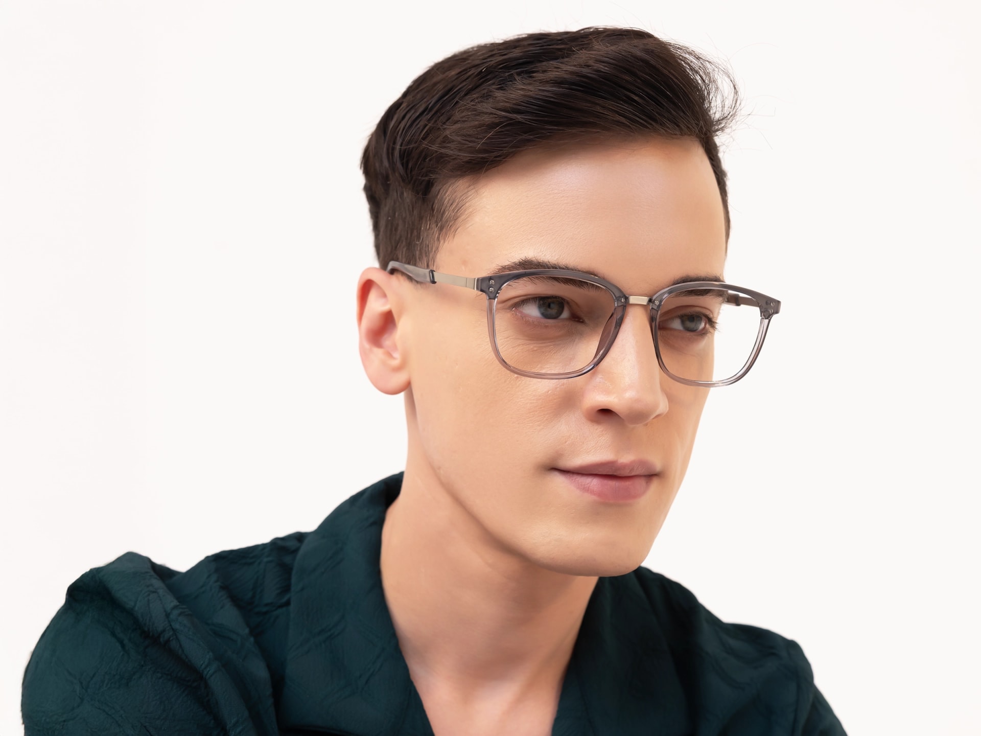 Crystal Grey & Silver Square Glasses