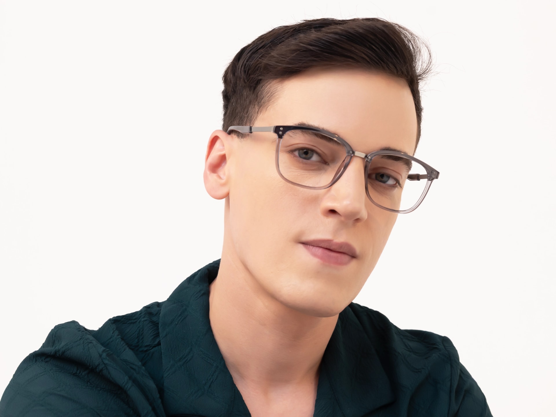 Crystal Grey & Silver Square Glasses