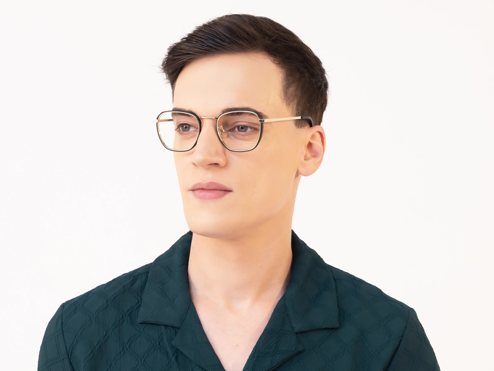 Gold & Matte Black Geometric Glasses