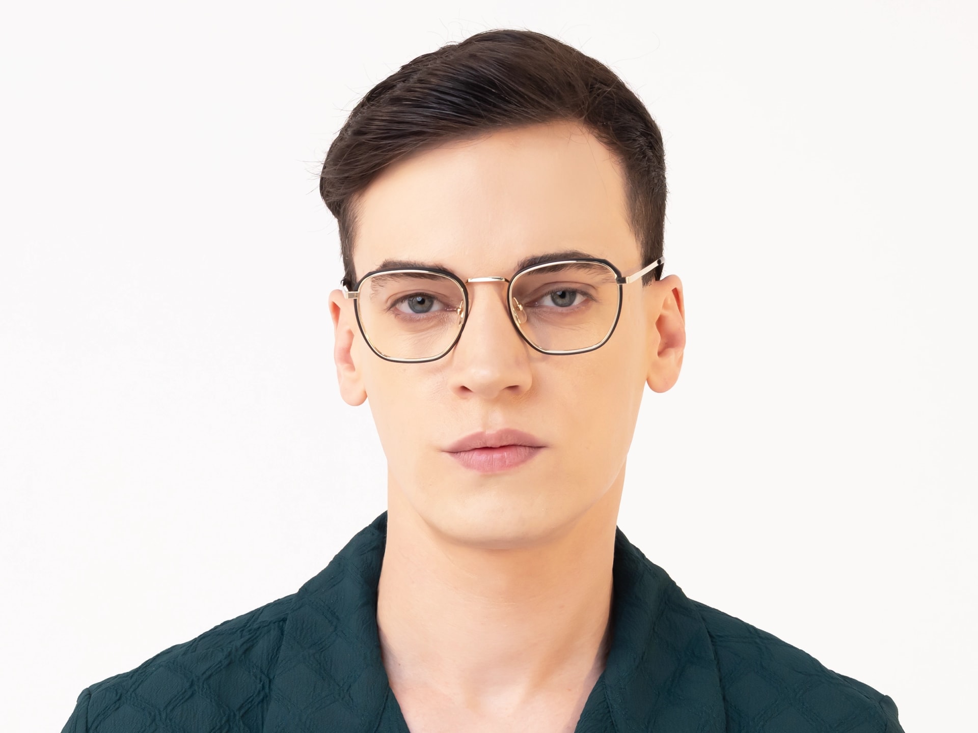 Gold & Matte Black Geometric Glasses