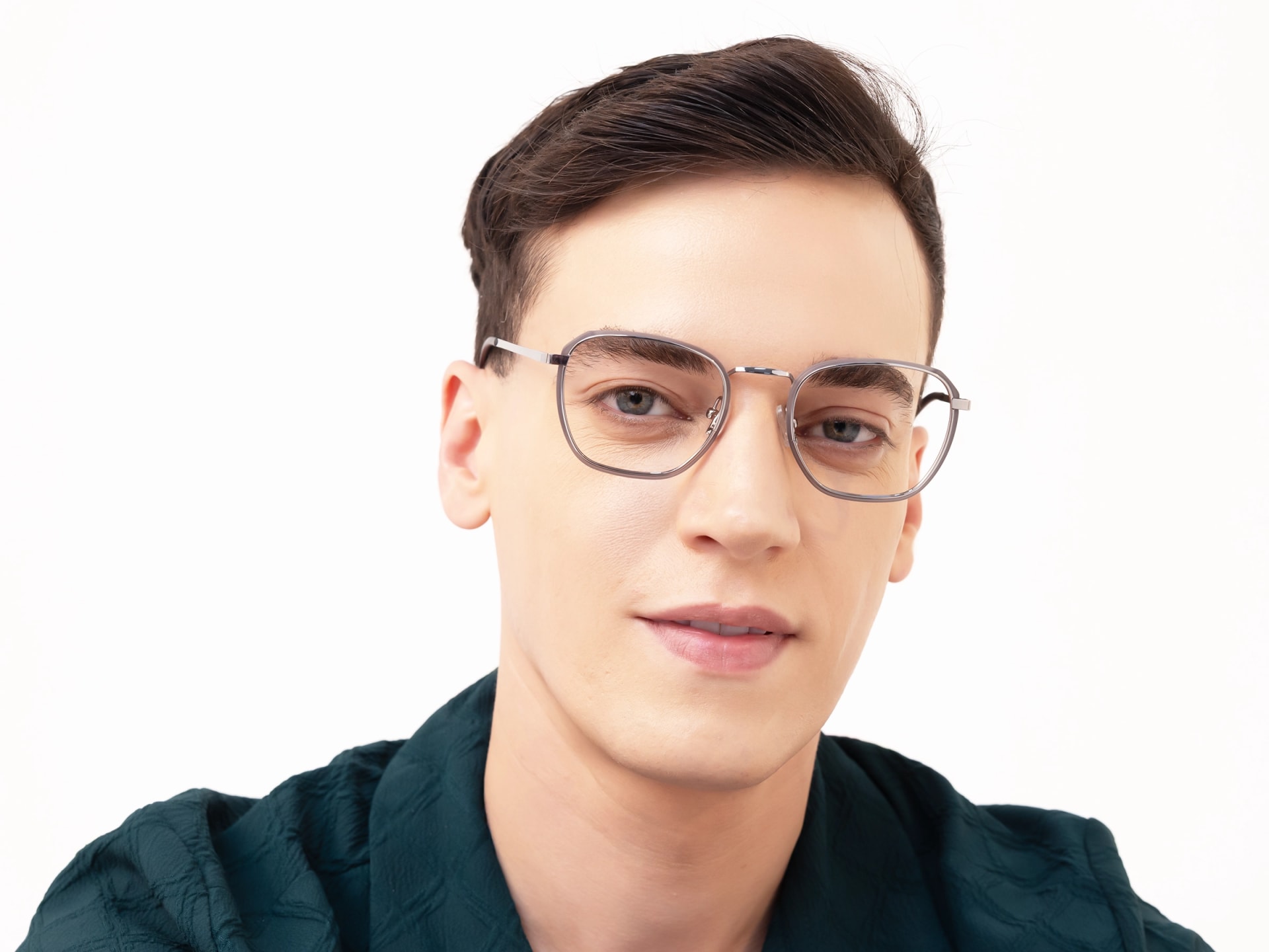 Silver & Matte Grey Geometric Glasses