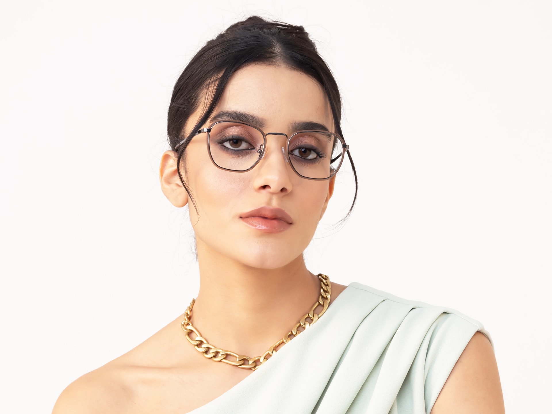 Gunmetal & Brown Geometric Glasses