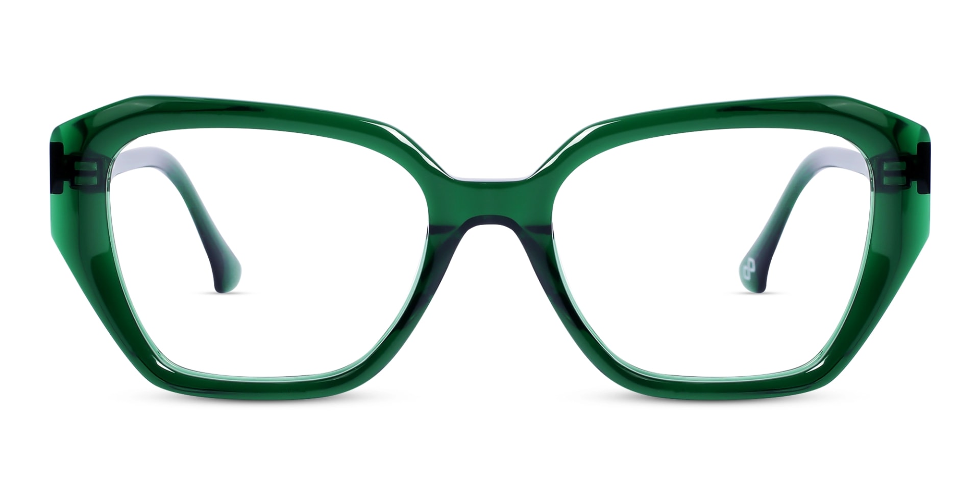 Crystal Emerald Green Square Geometric Glasses