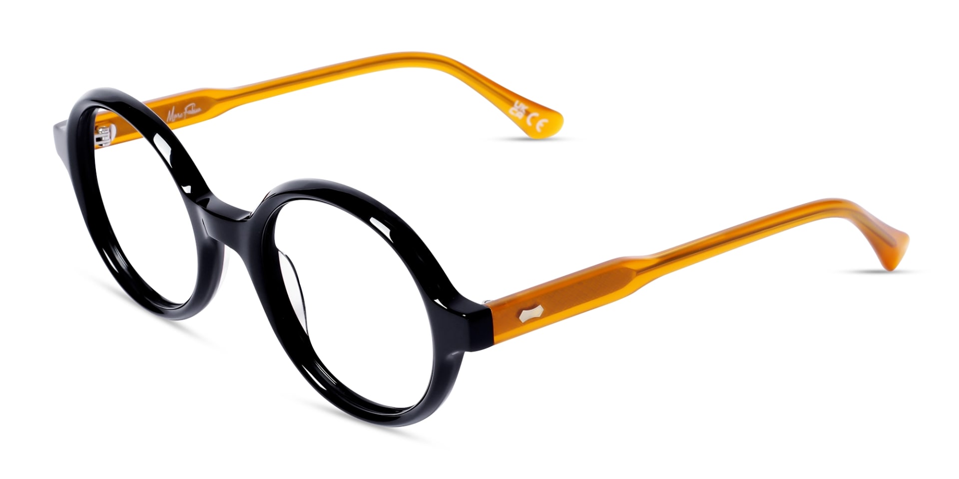 Black Round Full-Rim Acetate Glasses