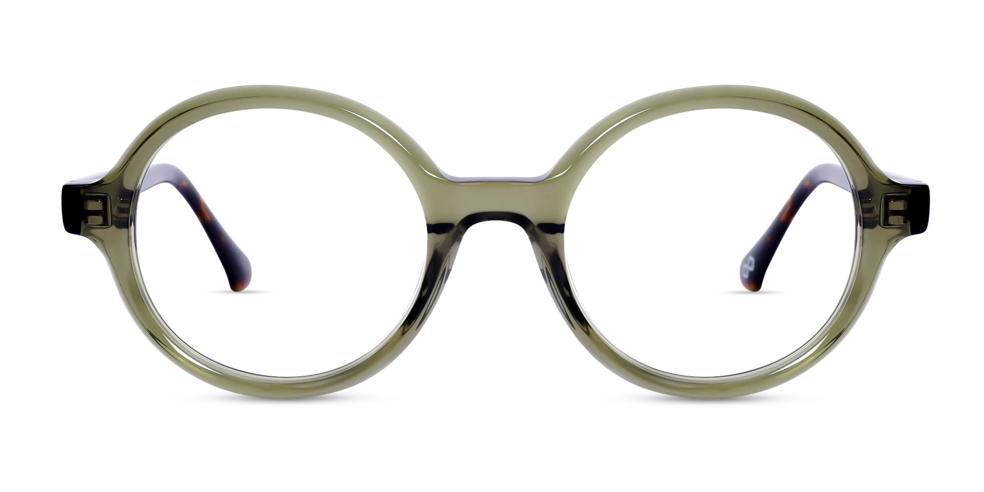 Crystal Olive Green Round Acetate Glasses