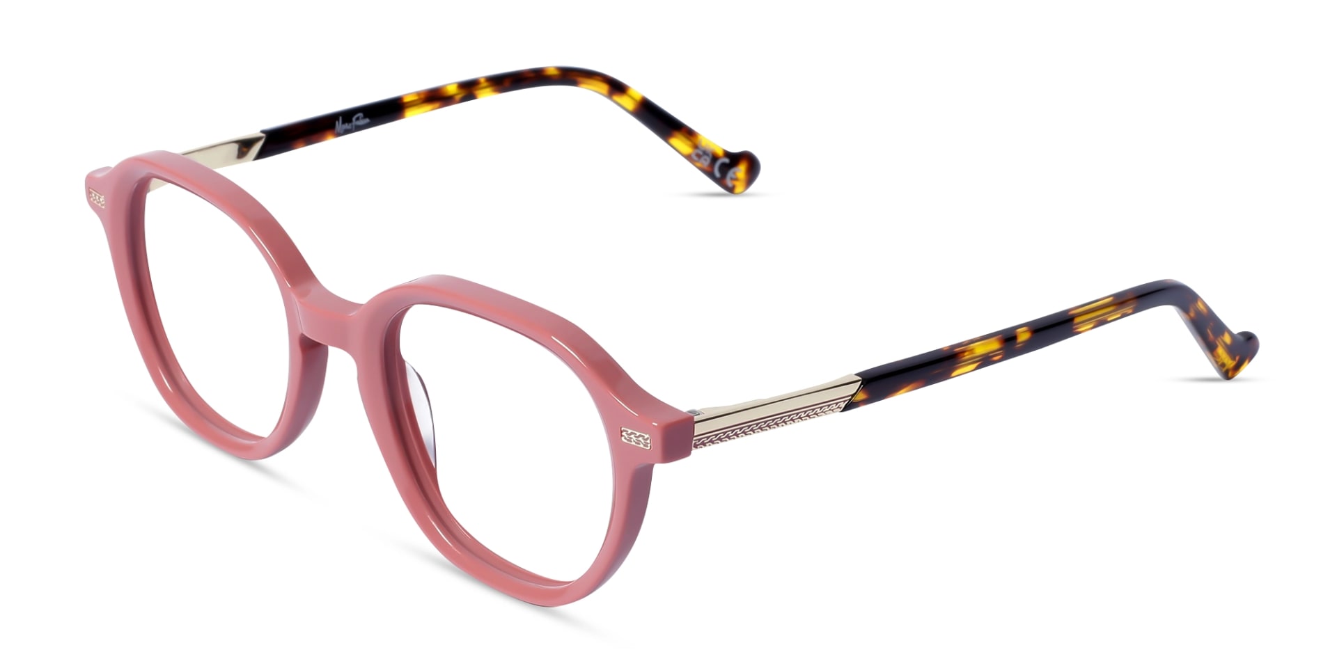 Salmon Pink Oval Acetate Glasses